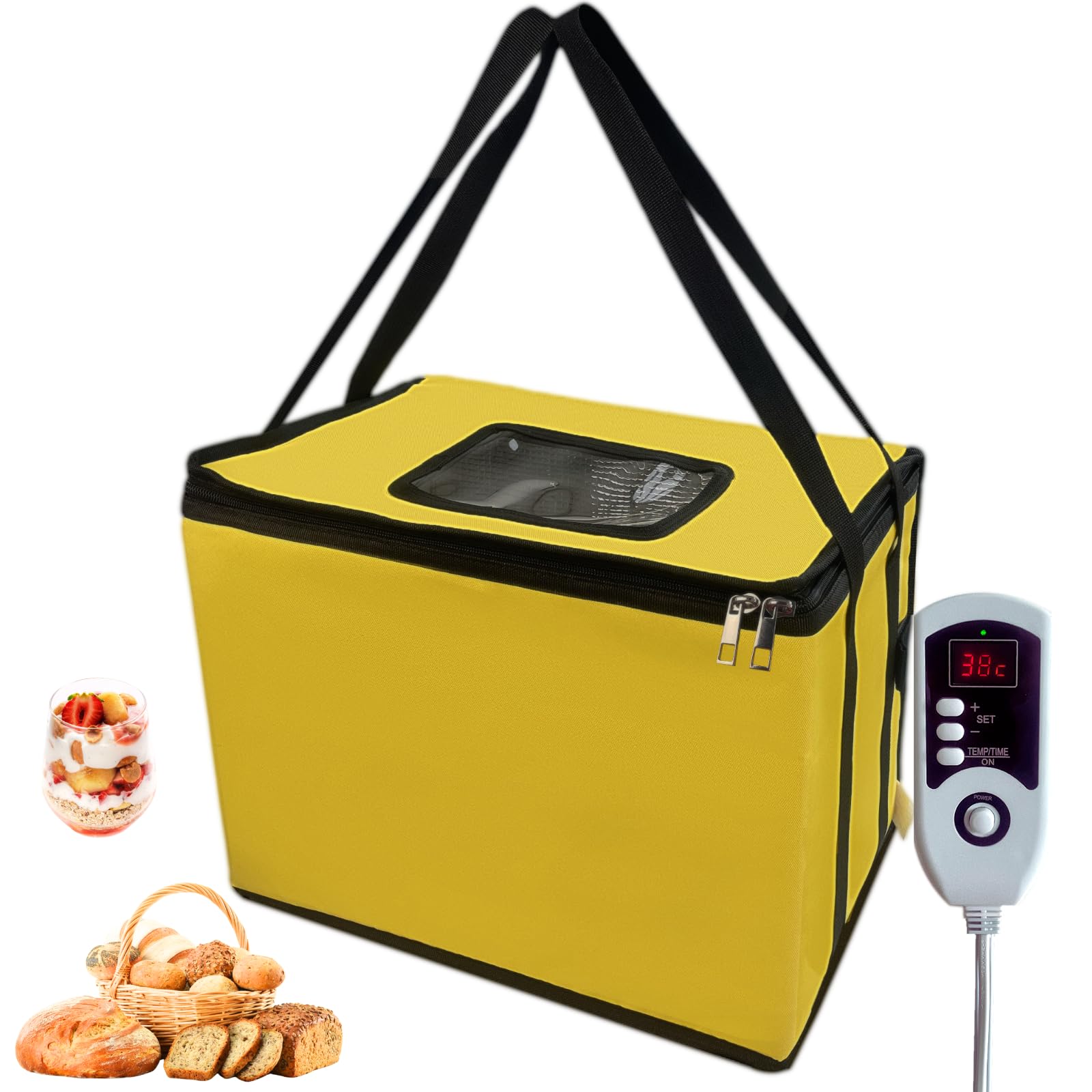 Scatola per la lievitazione del pane con riscaldatore, armadio pieghevole per lievitazione del pane, temperatura e timer regolabili, scatola per la fermentazione dell'impasto per panificazione del