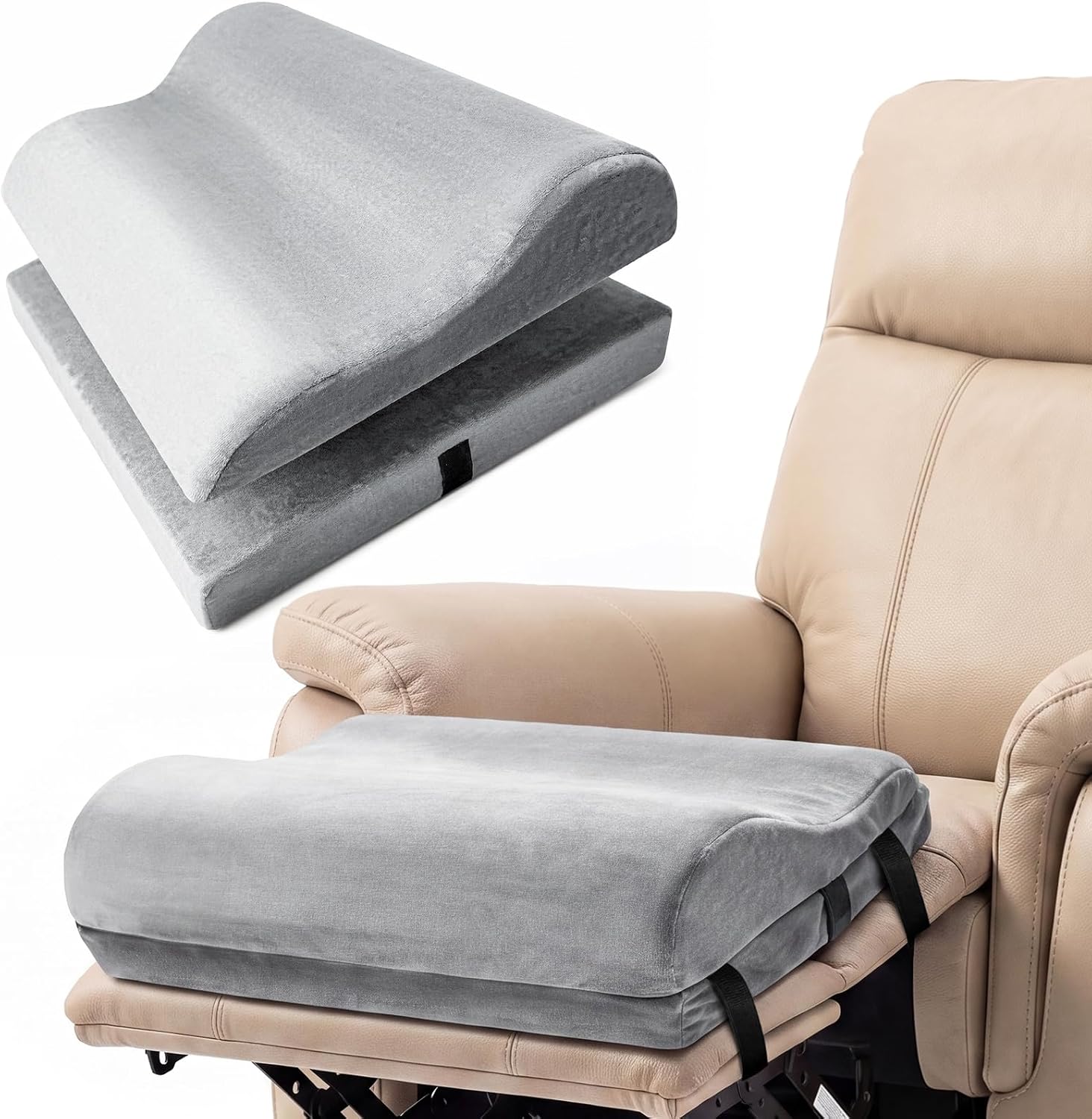 Adjustable Height Recliner Leg Rest Pillow with Wave-Shaped Design | Detachable Leg Elevation Pillow with Ergonomic B-Shaped Support, High-Density Foam with Non-Slip Bottom and Washable Cover
