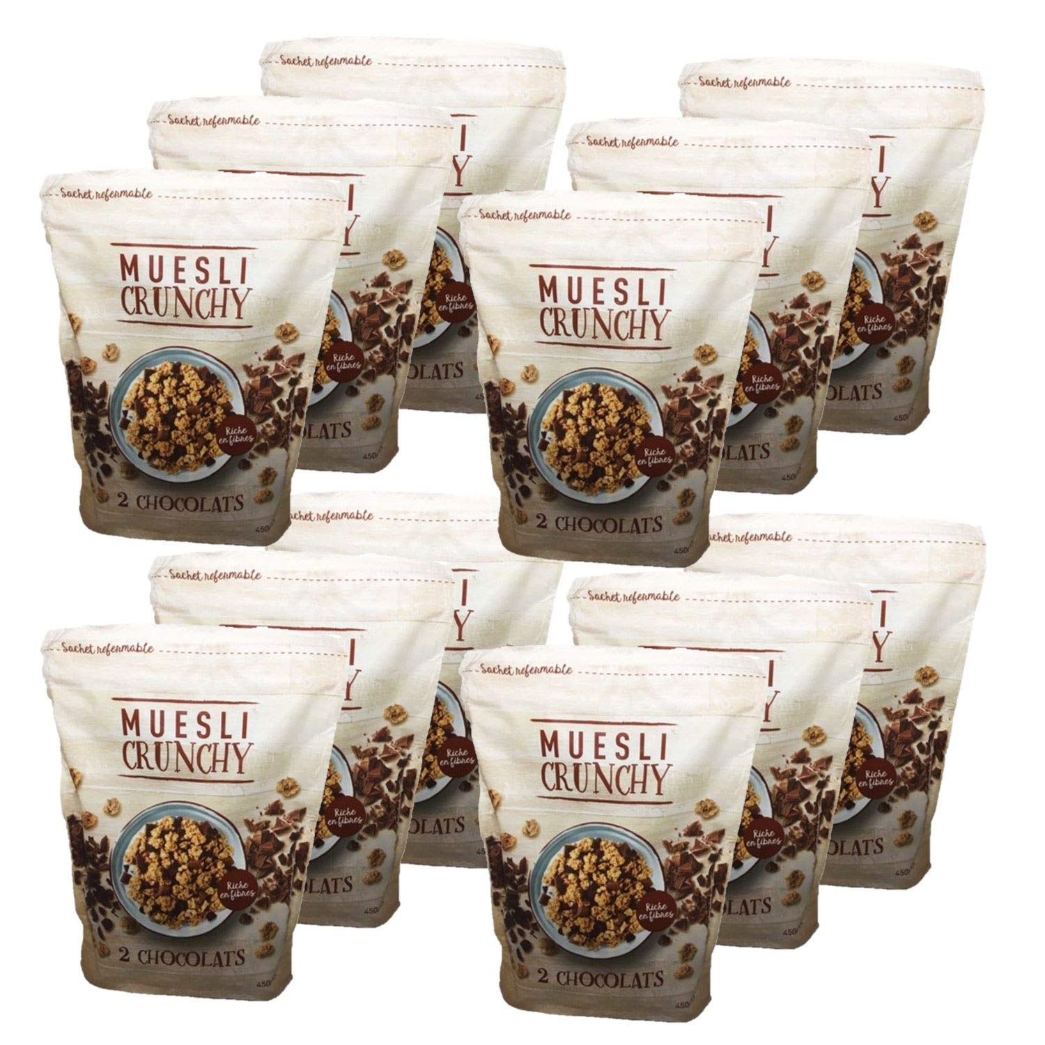 Zestaw 12 chrupiących musli z 2 czekoladkami - opakowanie 450g
