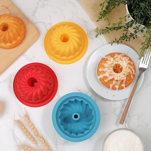 Miniatura 7 de Webake Juego de 6 moldes de silicona de 4 pulgadas, antiadherentes, sin BPA, para hornear, magdalenas, cupcakes