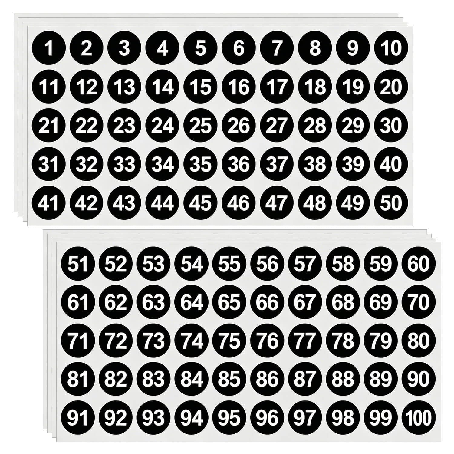 Photo 1 of 400 Pcs 1 Inch Consecutive Number Stickers,1-100 Round Labels Vinyl Self-Adhesive Numbered Stickers for Office Classroom Inventory Storage (Black, 1 Inch)