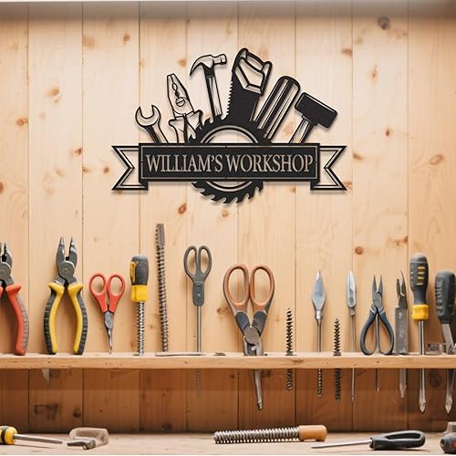 Miniatura 5 de Letreros de garaje personalizados para hombres, letrero de taller de papás, letrero personalizado de metal para exteriores, decoración de cueva de