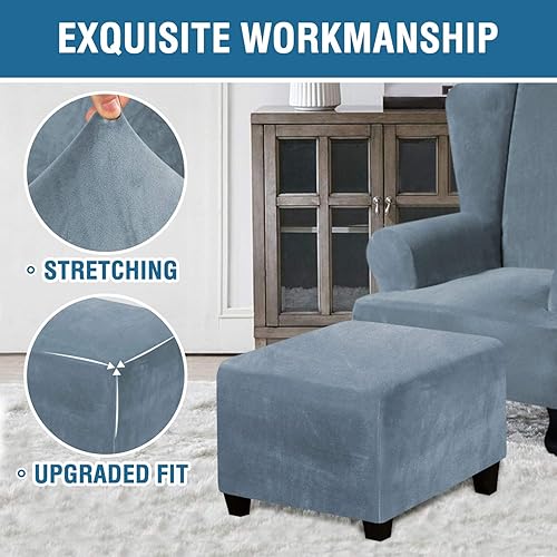 Miniatura 4 de DKSLIPGO Fundas otomanas cuadradas de terciopelo, fundas protectoras para reposapiés, fundas protectoras para taburetes de almacenamiento, fundas