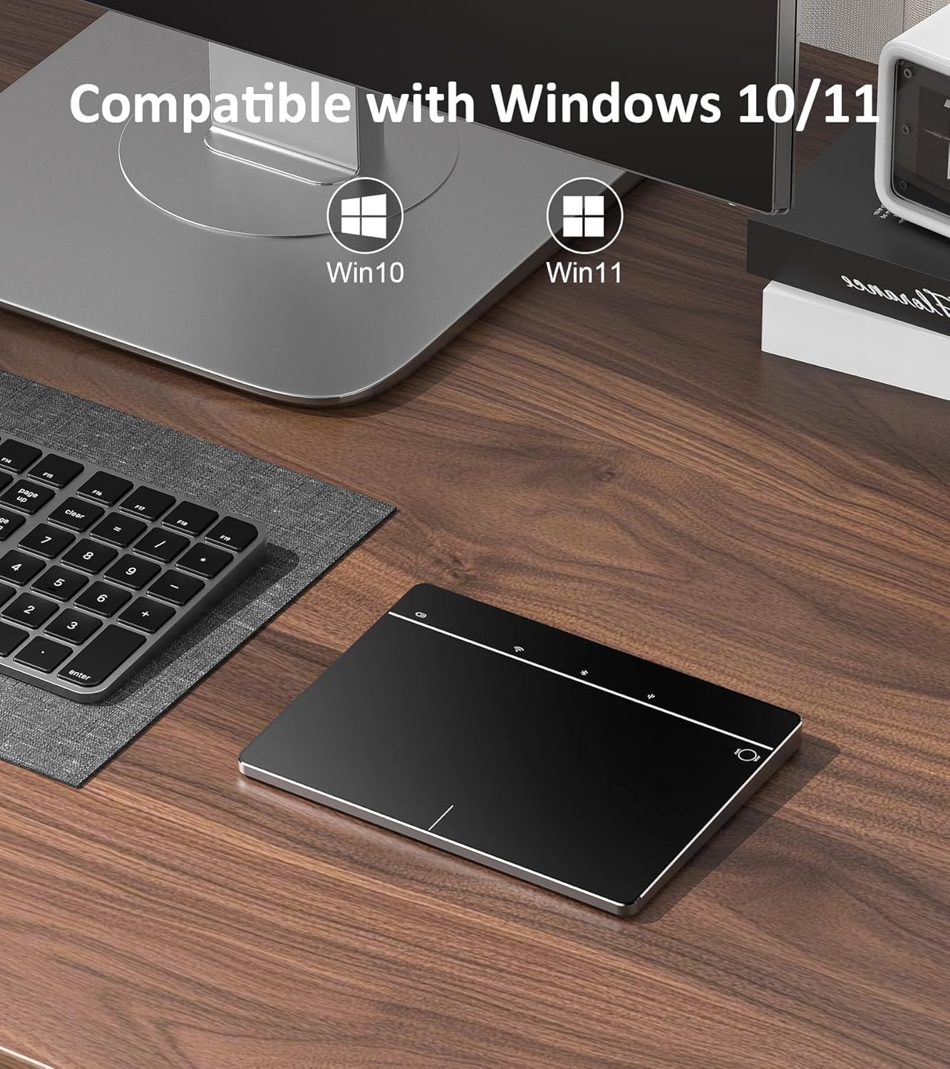 MG3 Pavé tactile sans fil Bluetooth multi-touch avec navigation haute précision pour Windows/MacBooks/iPadOS Ordinateur de bureau/ordinateur portable/ordinateur portable Noir