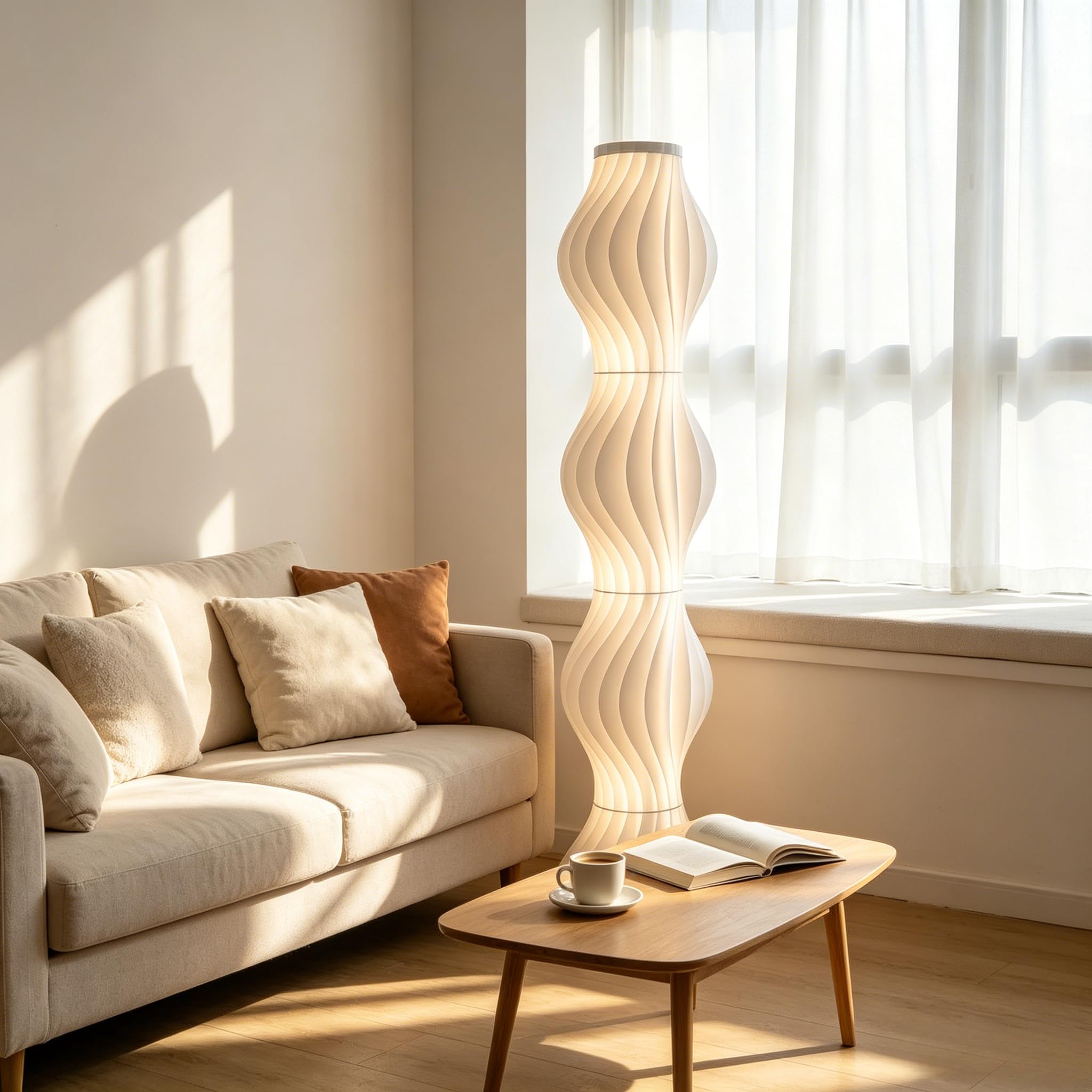 Stehlampe Dimmbar mit Fußschalter: Moderne Stehleuchte Weiß, Abnehmbarer Lampenschirm aus Acryl, 170cm Höhe LED Bodenlampe für Wohnzimmer, Esszimmer und Schlafzimmer