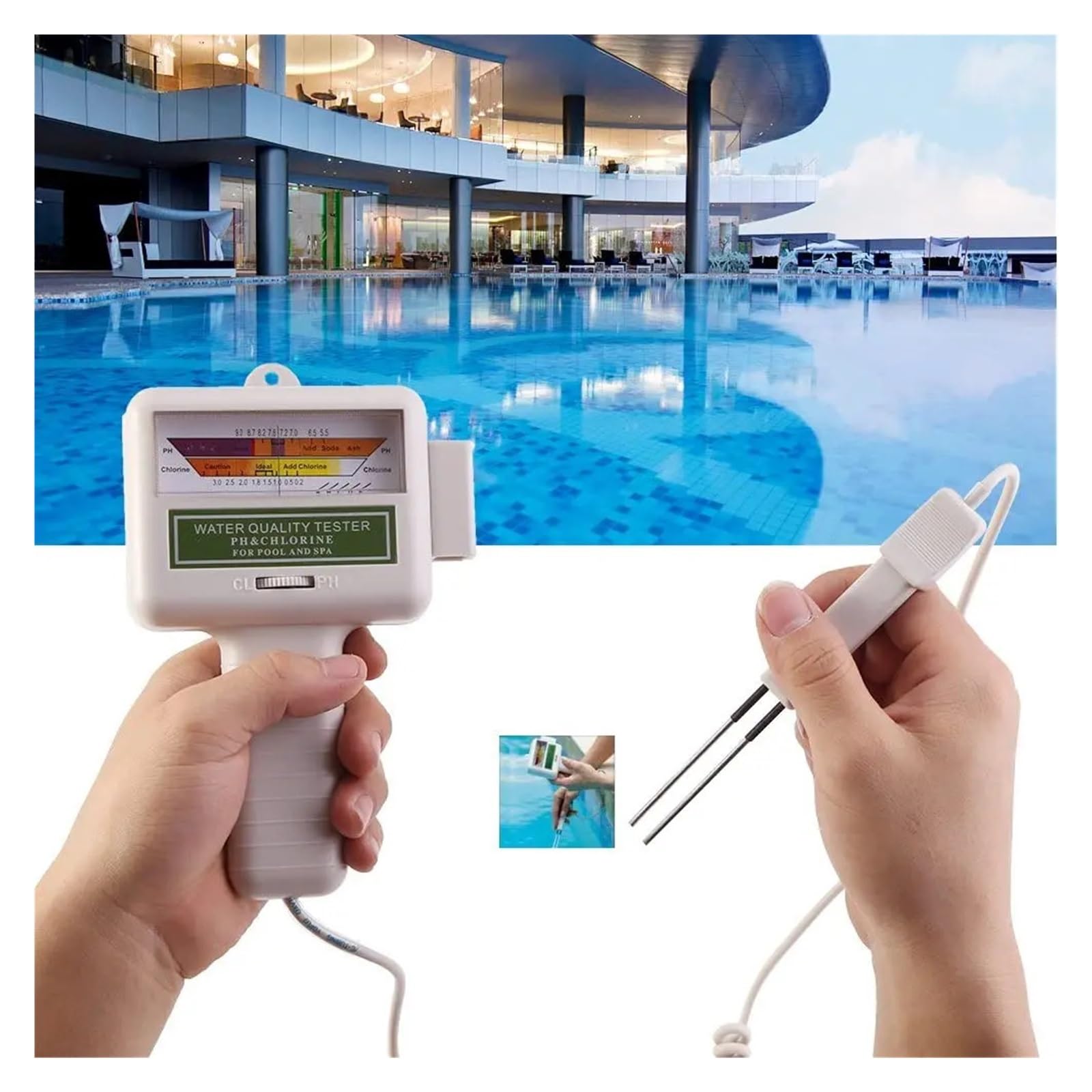 per acqua potabile, acquari e altro ancora Misuratore di cloro 2 in 1, tester di cloro, tester di pH, dispositivo di test della qualità dell'acqua del cloro, misurazione CL2 for piscina e acquario(P-1