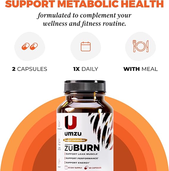UMZU ZuBurn Energy Support Supplement, 30 Day Supply | Caffeine, MitoBurn, Capsimax, Grains of Paradise, Vitamins B6 and B12, Daily Energy, Focus, Active Lifestyle Support