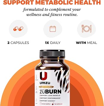 UMZU ZuBurn Energy Support Supplement, 30 Day Supply | Caffeine, MitoBurn, Capsimax, Grains of Paradise, Vitamins B6 and B12, Daily Energy, Focus, Active Lifestyle Support