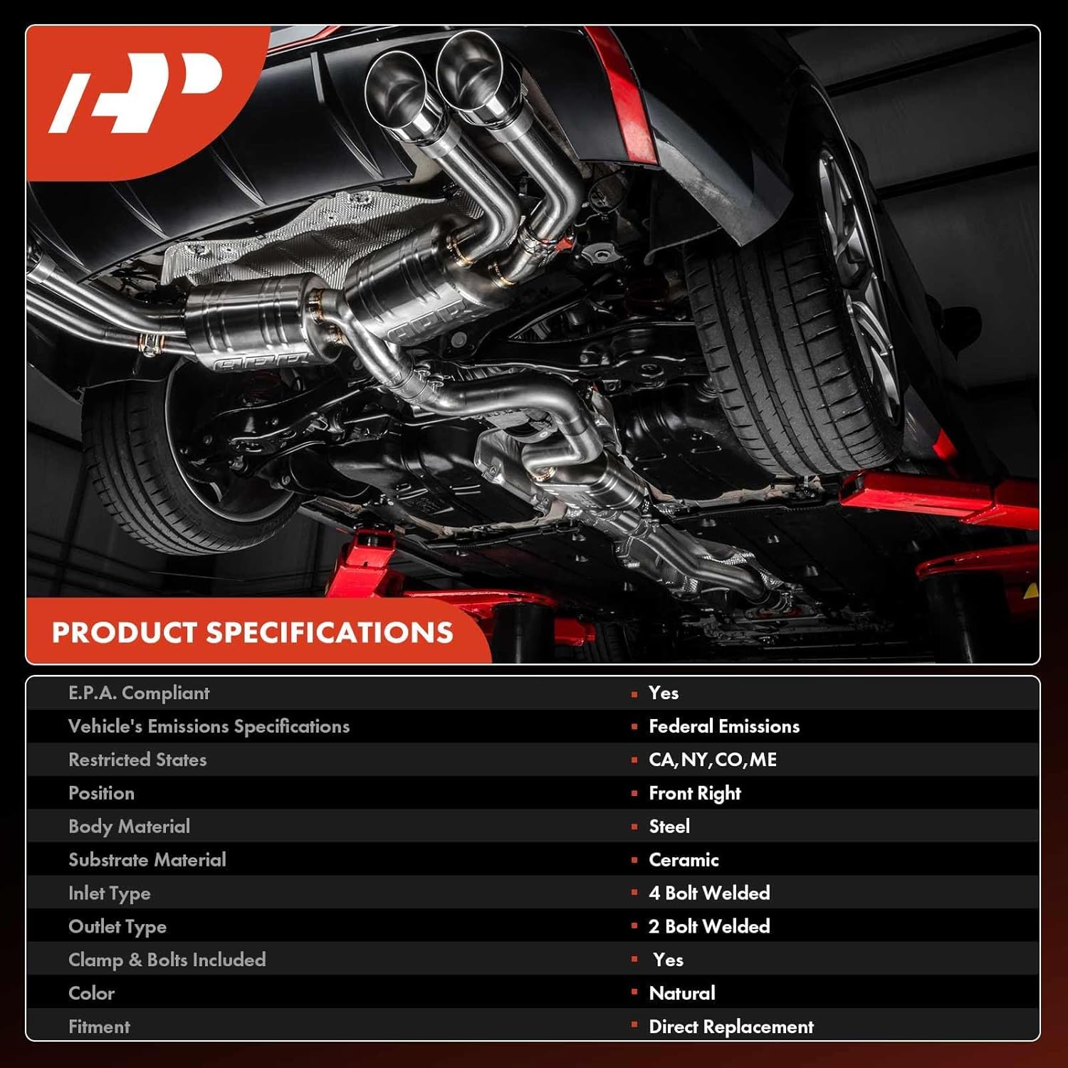 A-Premium Front Right Catalytic Converter Kit Direct-Fit Compatible with Chevy, GMC & Cadillac Models - Blazer 2019-2023, Acadia 2017-2023, XT5 2017-2023, XT6 2020-2023 - V6 3.6L - E.P.A. Compliant