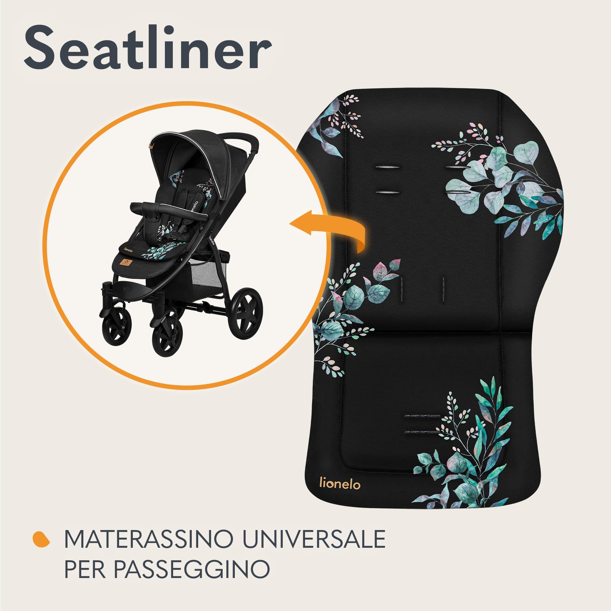 lionelo SEATLINER Materassino universale copriseduta per passeggino, materiale impermeabile double-face, compatibile con la maggior parte dei passeggini, copriseduta morbido per passeggino