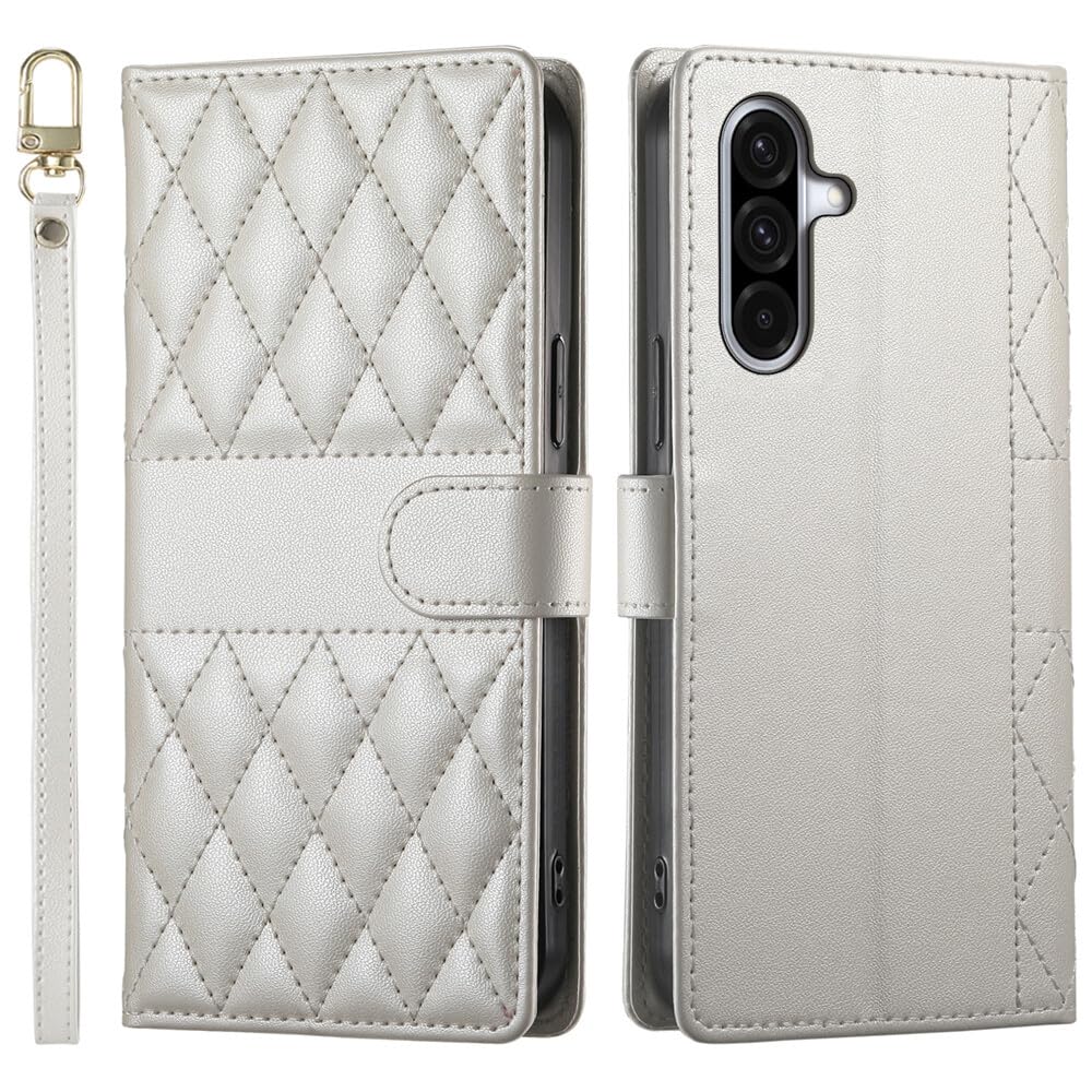 Coque Samsung Galaxy A57 5G en cuir blanc rigide style portefeuille chic - 4