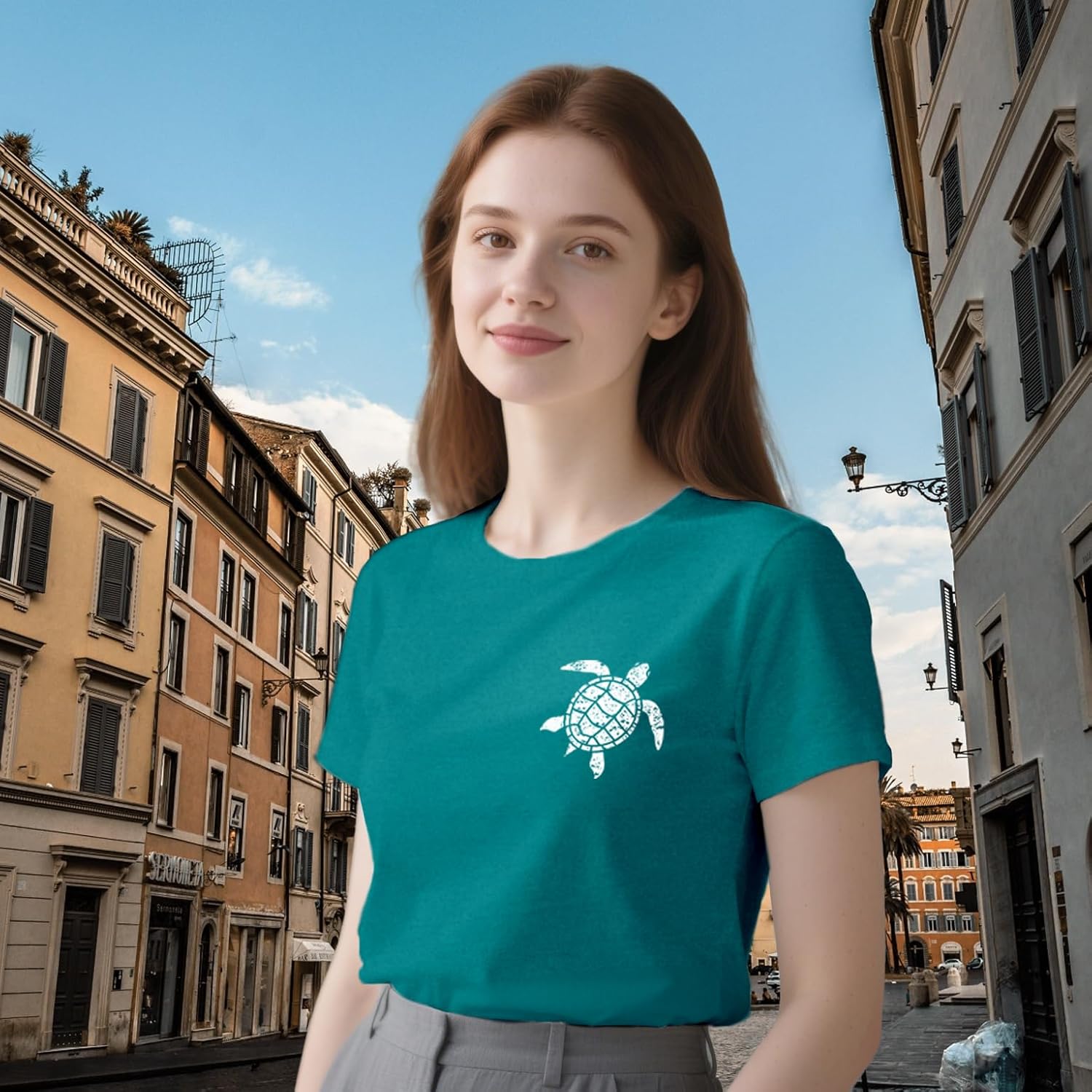 Sea Turtle Shirts for Women Hawaiian Turtles T-Shirt Beach Vacation Tee Tops - Image 3