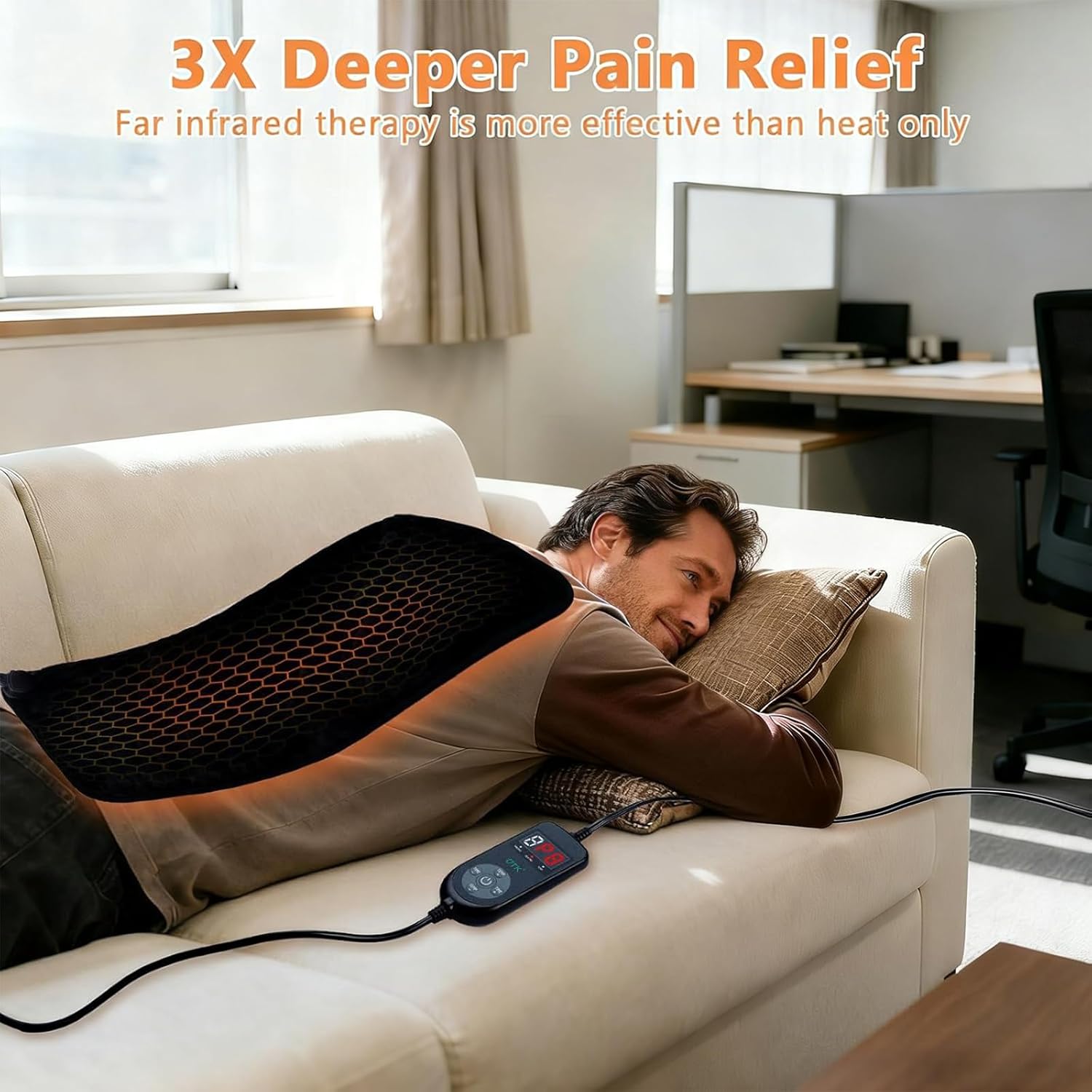 UTK 30s Fast Heating Pad for Back & Period Cramps, 3X Far Infrared Deeper Effect, Hotter to 160℉, FSA-HSA Eligible, 4H Auto Off, 8 Heat Settings,Machine Washable, Gifts for Women Men 24" x 12"