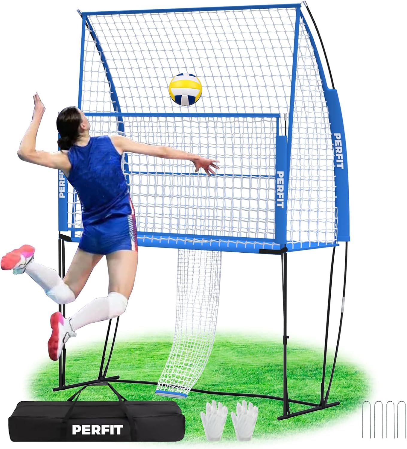 11x8 ft Volleyball Training Net System Portable Volleyball Practice Equipment Height Adjustable Suitable for Indoor, Outdoor, and Backyard Use, Improves Serve Accuracy and Aids Hitting Skills