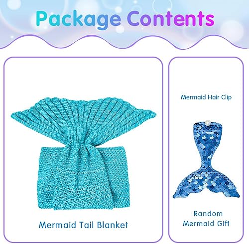 Miniatura 10 de AmyHomie Manta de cola de sirena, manta de sirena para adultos, suave y cómoda de ganchillo para todas las estaciones, manta para dormir para