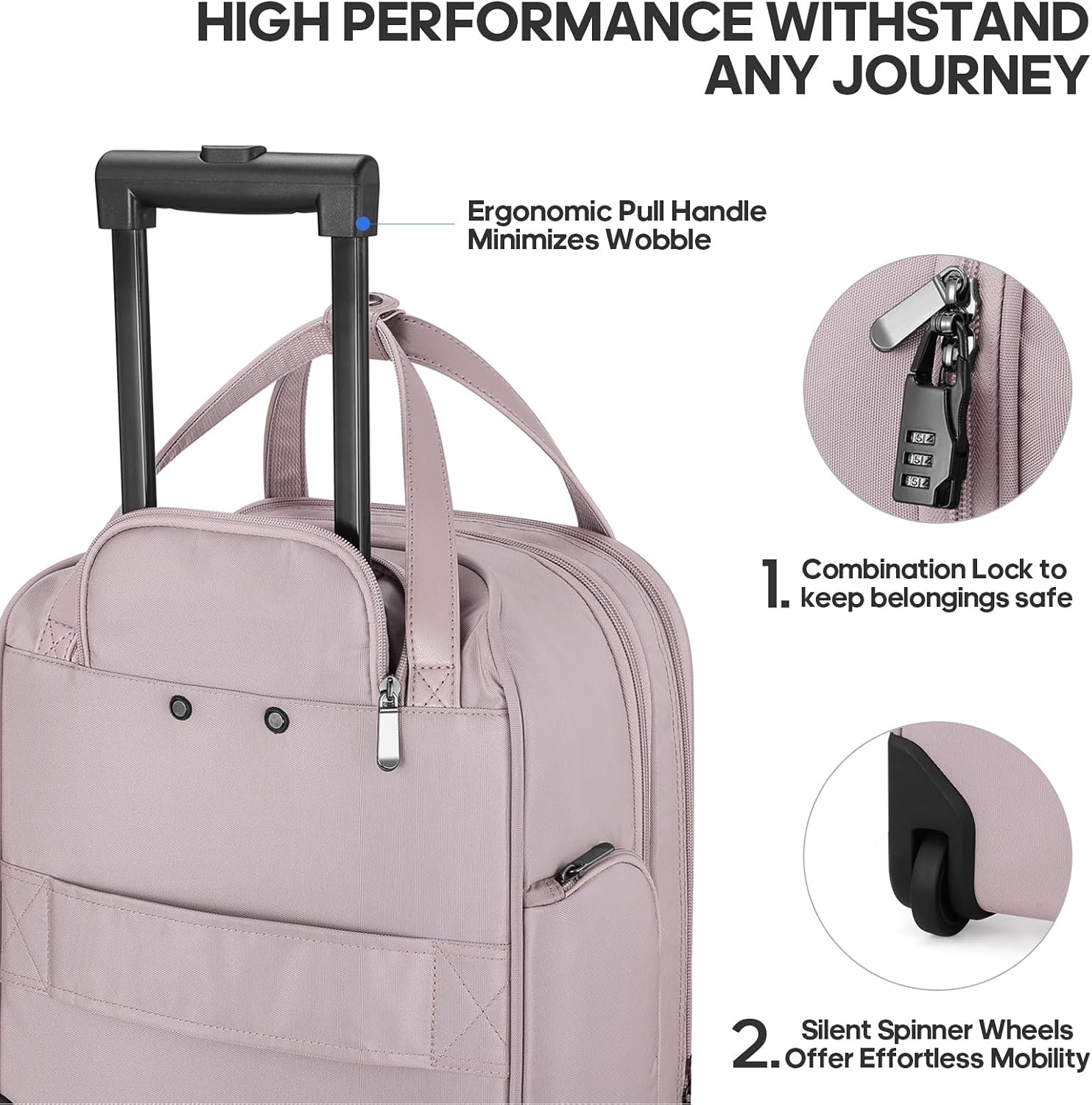 Softside Carry On Luggage With Wheels, Airline Approved 16-Inch Carry On Suitcase With Durable Lock, Lightweight Underseat Carry-On Bag For Travel Men & Women (Pink)