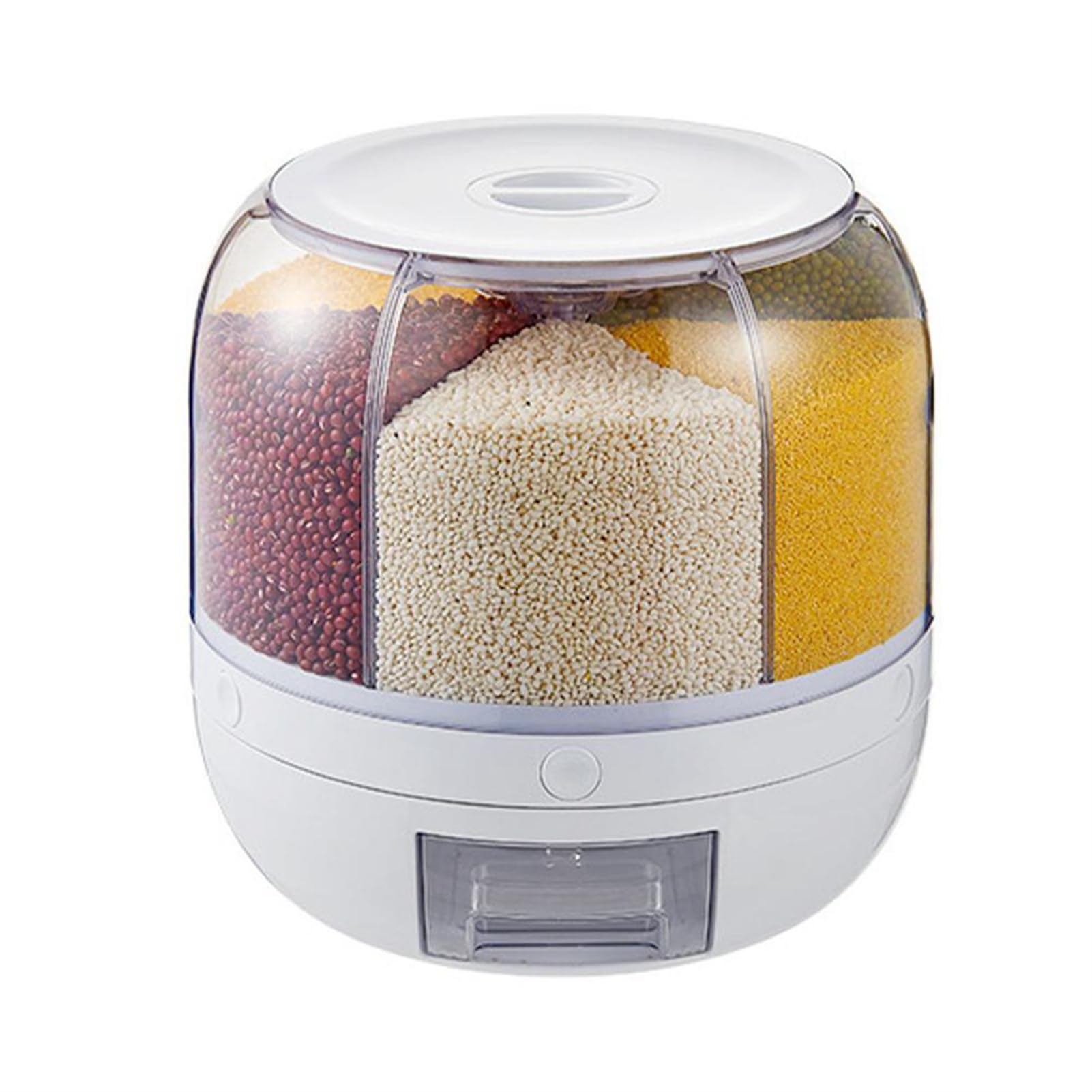 EMUKOEP Scatola per la Conservazione degli Alimenti per Cereali Sigillata e Girevole con Dispenser per Riso a 6 Griglie, Design Salvaspazio, Facile Rimozione del Coperchio Superiore, per