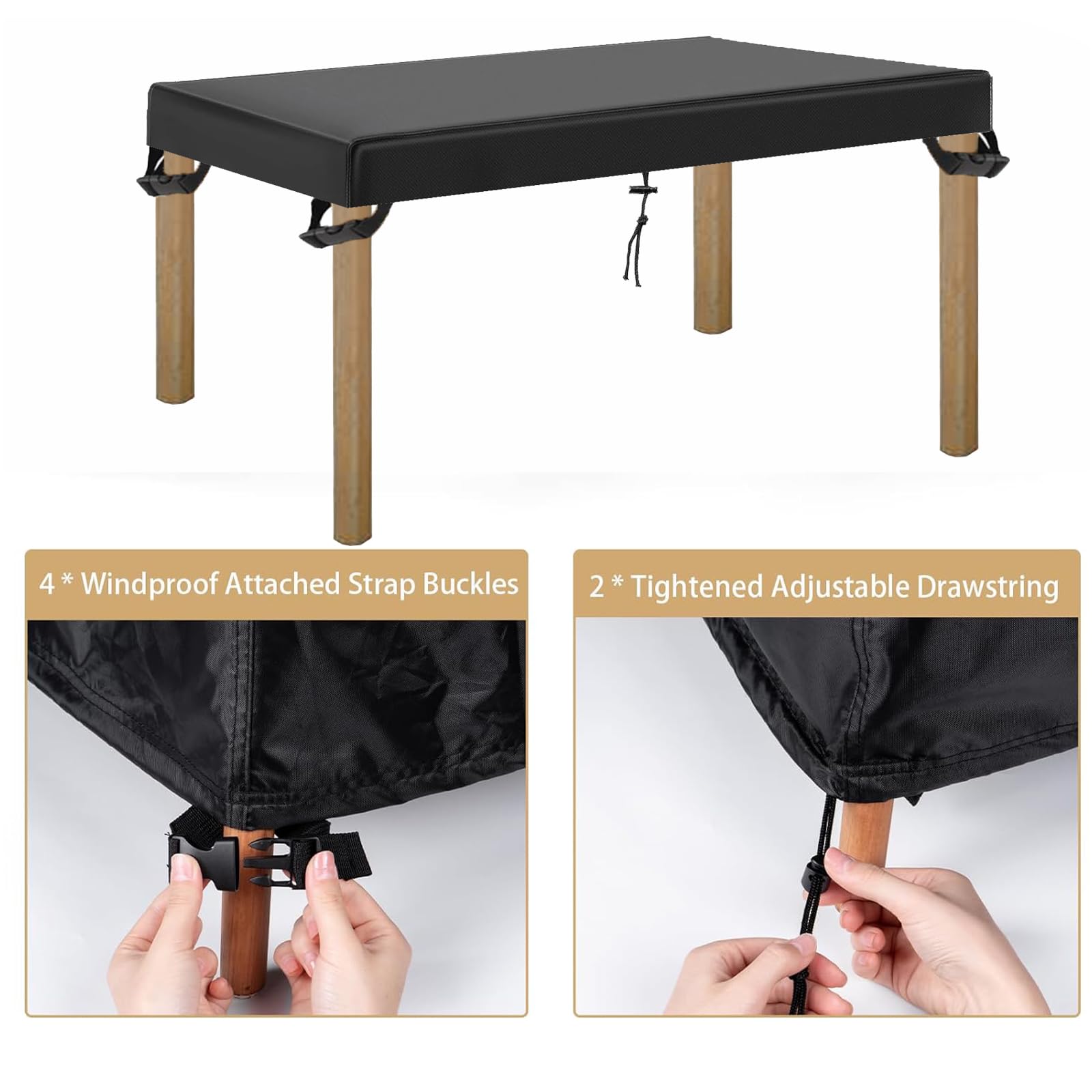 Copertura Impermeabile Per Tavolo Da Esterno - 420D, 213x132x74 Cm, Con Cordino - Foto 6