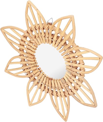 Miniatura 7 de Espejo colgante de ratán para maquillaje, espejo de ratán tejido, girasol, espejo decorativo para decoración de pared para el hogar, oficina, sala