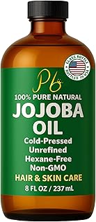 Jojoba Oil – 8 fl oz Glass Bottle – Cold-Pressed, Unrefined & Hexane-Free Jojoba Oil for Hair, Skin & Face – Natural Moisturizer & Lightweight Carrier Oil for Essential Oils, Scalp Care & Massage