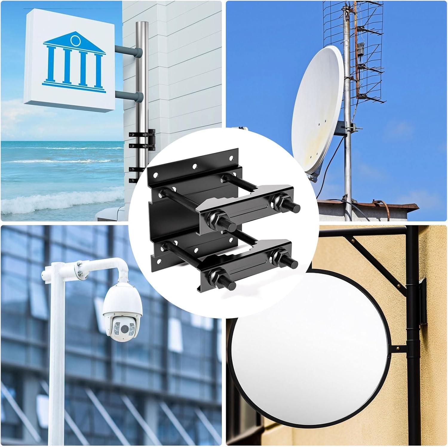 ポールマウントキット 1パック 外部アンテナ用マストマウントブラケット ライトポール用ストリートサイン取り付け金具 屋外防犯カメラブ