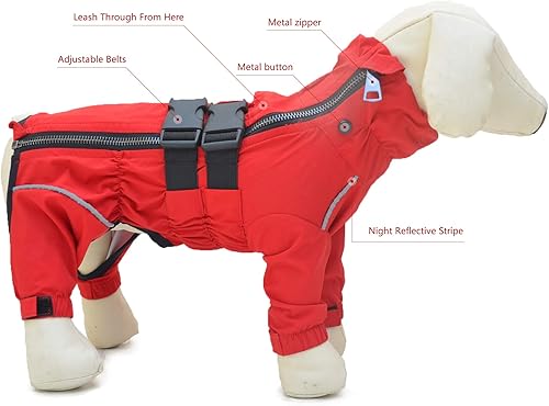 Miniatura 4 de Lovelonglong - Chaqueta impermeable para perros, ligera, impermeable, reflectante, resistente al viento, a prueba de nieve, para perros pequeños,