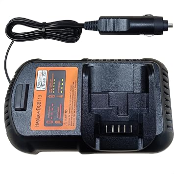 DCB119 Car Charger Replacement for Dewalt 12V/20V Max Lithium-ion Battery Charger DCB107 DCB112 DCB115 DCB118, Compatible with Dewalt 12V 20V Max Li-ion Batteries DCB124 DCB205 DCB240 DCB606