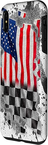 Vista 26 de iPhone 12 mini Car Racing bandera estadounidense pit crew Case