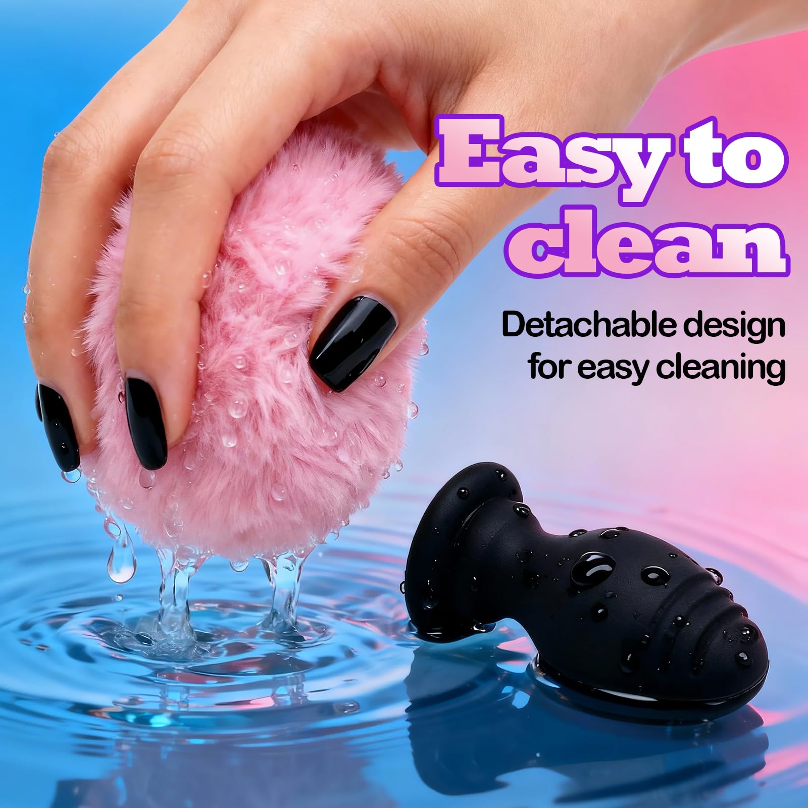 Heart Bunny Tail Vibrating Buttplug Remote Control