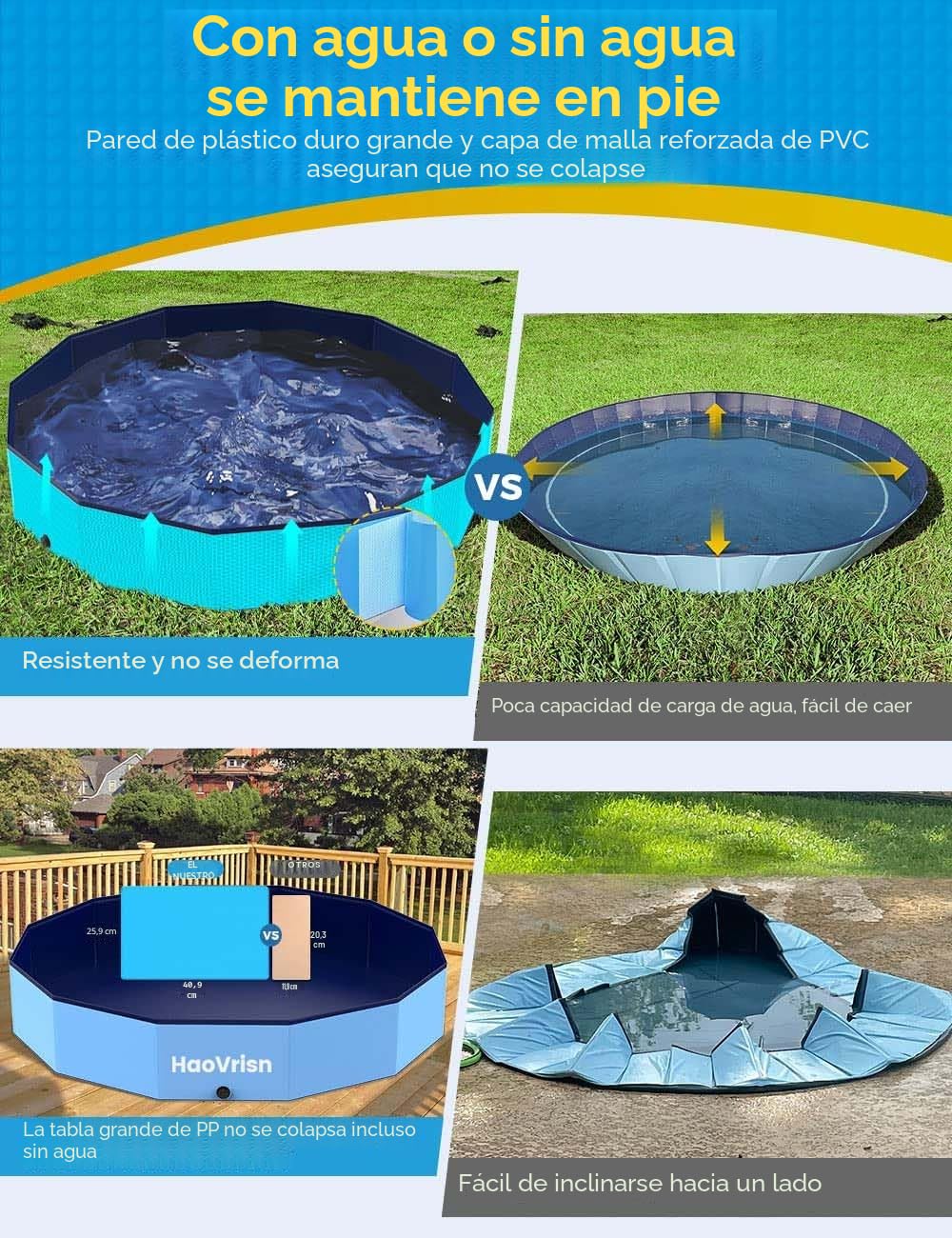 HaoVrisn Piscina Perros Grandes, 120x30CM Piscina para Perros, Antideslizante y de PVC Engrosado, Bañera Perros con Parches y Válvula de Drenaje