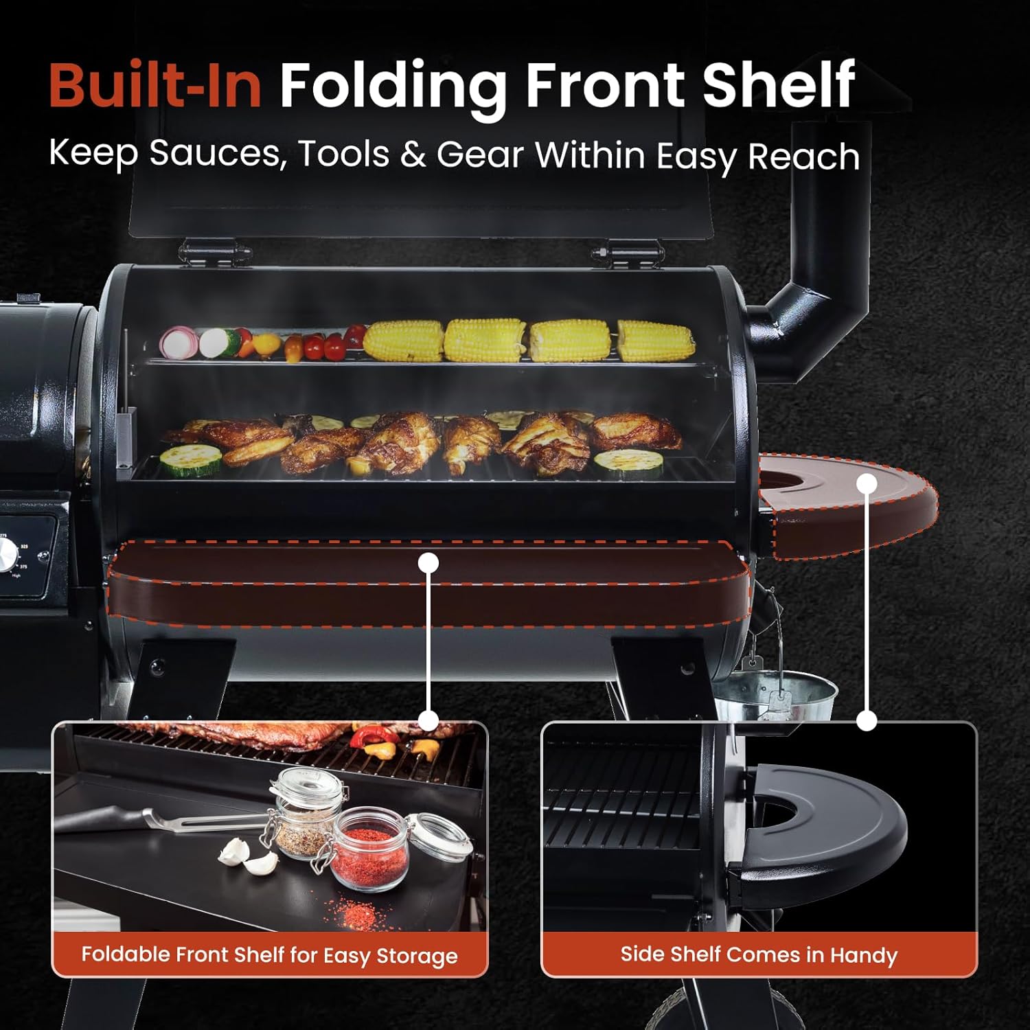 Z GRILLS ZPG-450A Wood Pellet Grill & Smoker with PID V2.1 Controller, 459 Sq in Cook Area, Meat Probe, Foldable Shelf, 8 in 1 BBQ Grill Outdoor Auto Temperature Control, Black