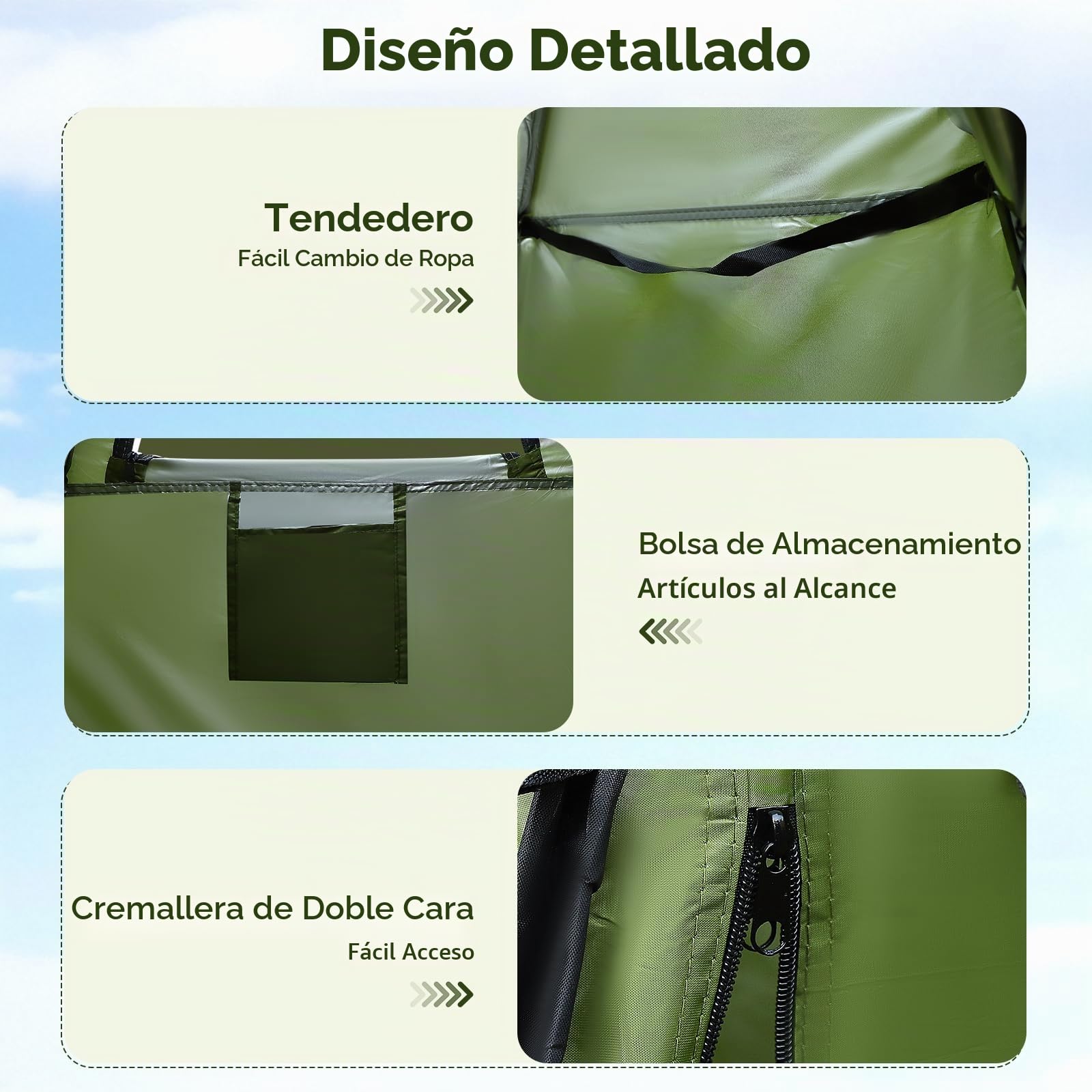 Tienda Ducha Camping 120x120x190cm Cambiador Portatil Protección UV