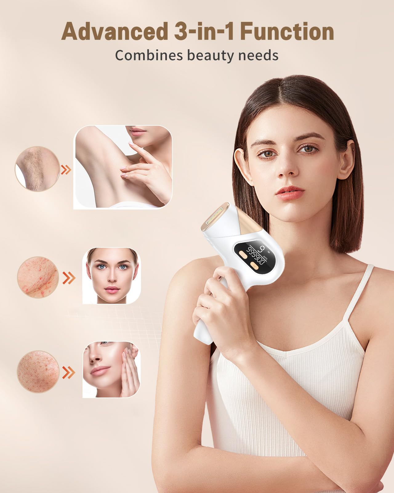 Dispositivo de depilación IPL, depilación láser para mujeres y hombres, dispositivo de depilación sin dolor seguro en el hogar para axilas, espalda, piernas, brazos, cara, línea de bikini 5