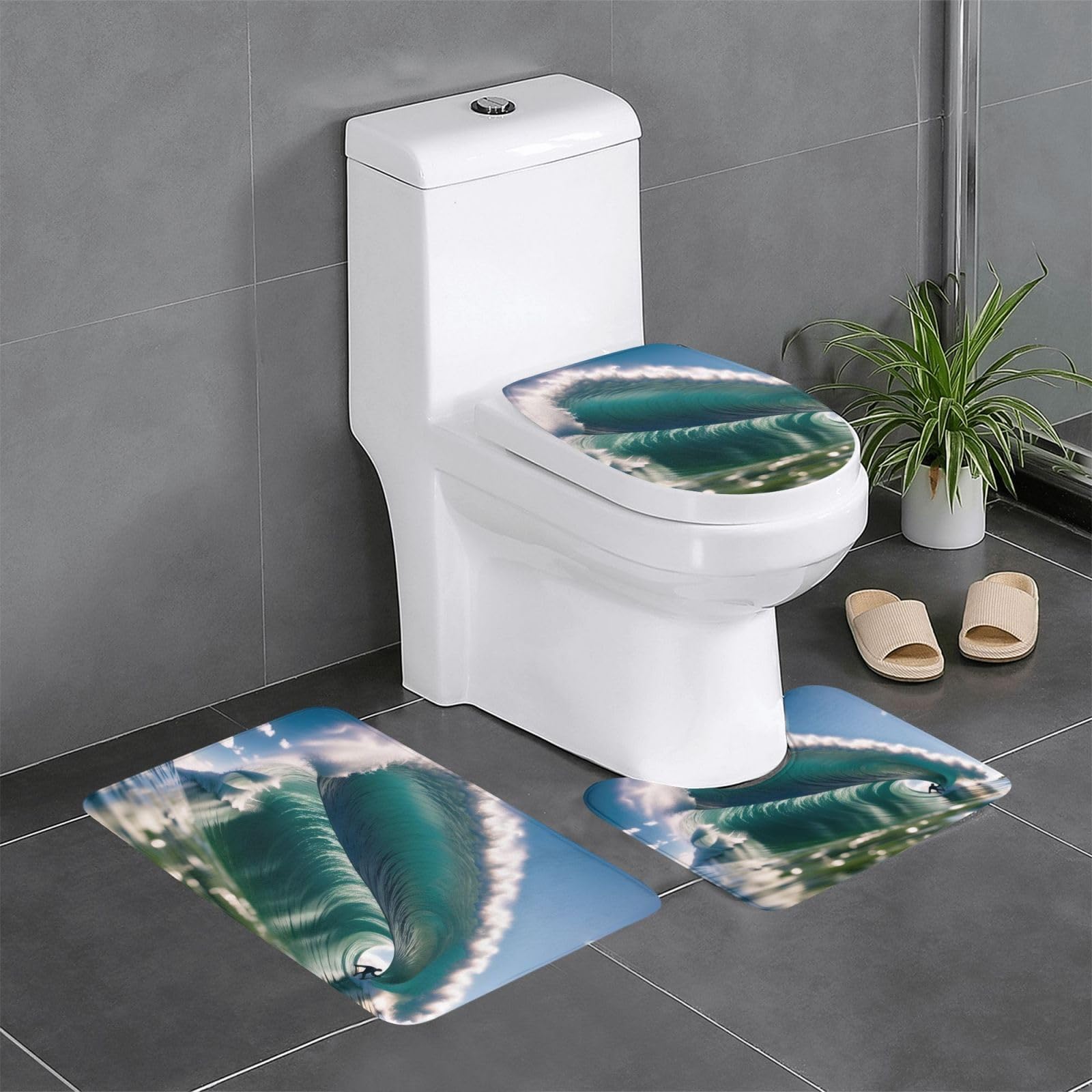 Tapis de bain antidérapant lot de 3 anti-glisse pour sol de salle de bain