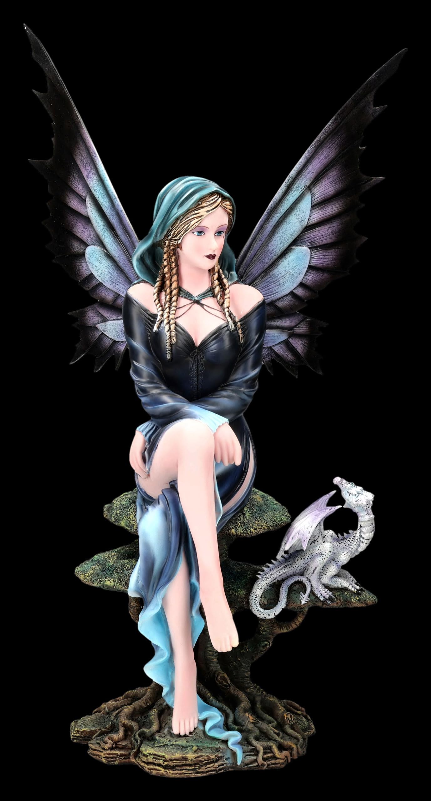 Figuren Shop GmbH Elfenfigur – Serapha, Fee der Schatten und Träume – handbemalte Fantasy-Deko (56 cm) – Tales of Aurelion Collection – Geschenkidee für Nacht- & Traumfreunde