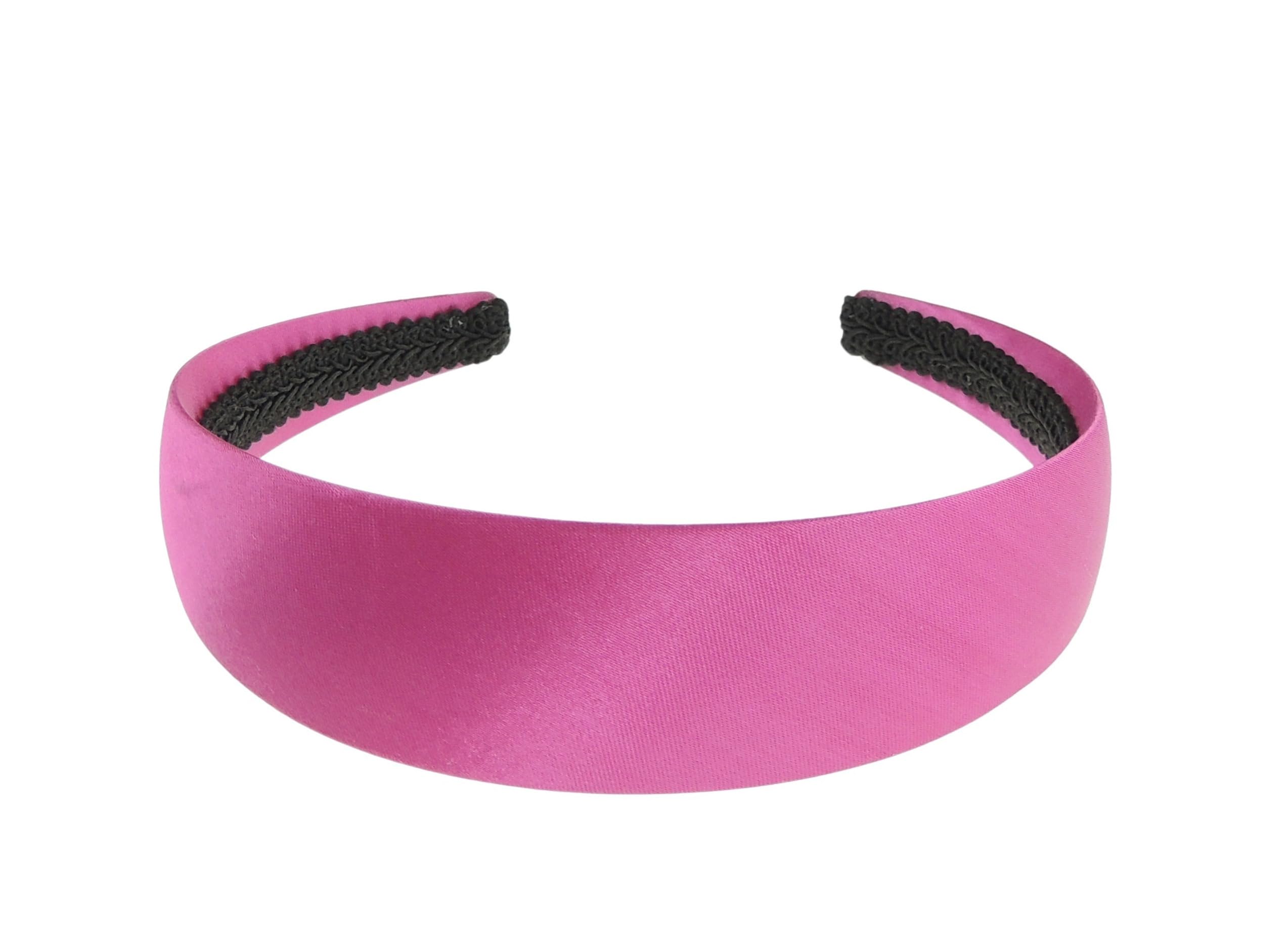 Wide Flat Very Strong 4cm Plain Simple Blank Satin DIY Millinery Hatinator Big Fascinator Fastener Long Thick Hair Accessories Headband Crafts Alice Band Woman (Magenta)