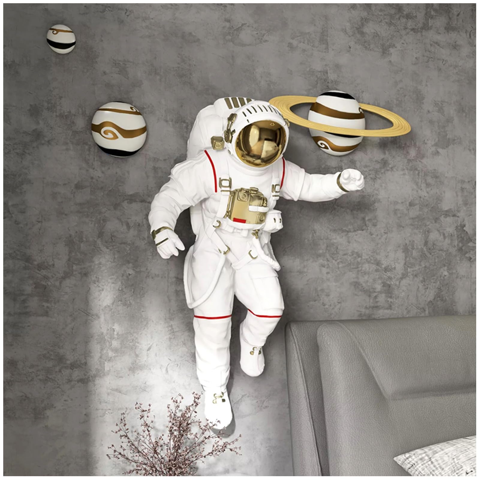 Decoración Pared - Escultura De Pared De Astronauta 3D, Colgante De Decoración De Pared De Fondo De TV Para Sala De Estar, Figura Colgante De Pared De Astronauta De Alta Gama Escultura(Walking on the