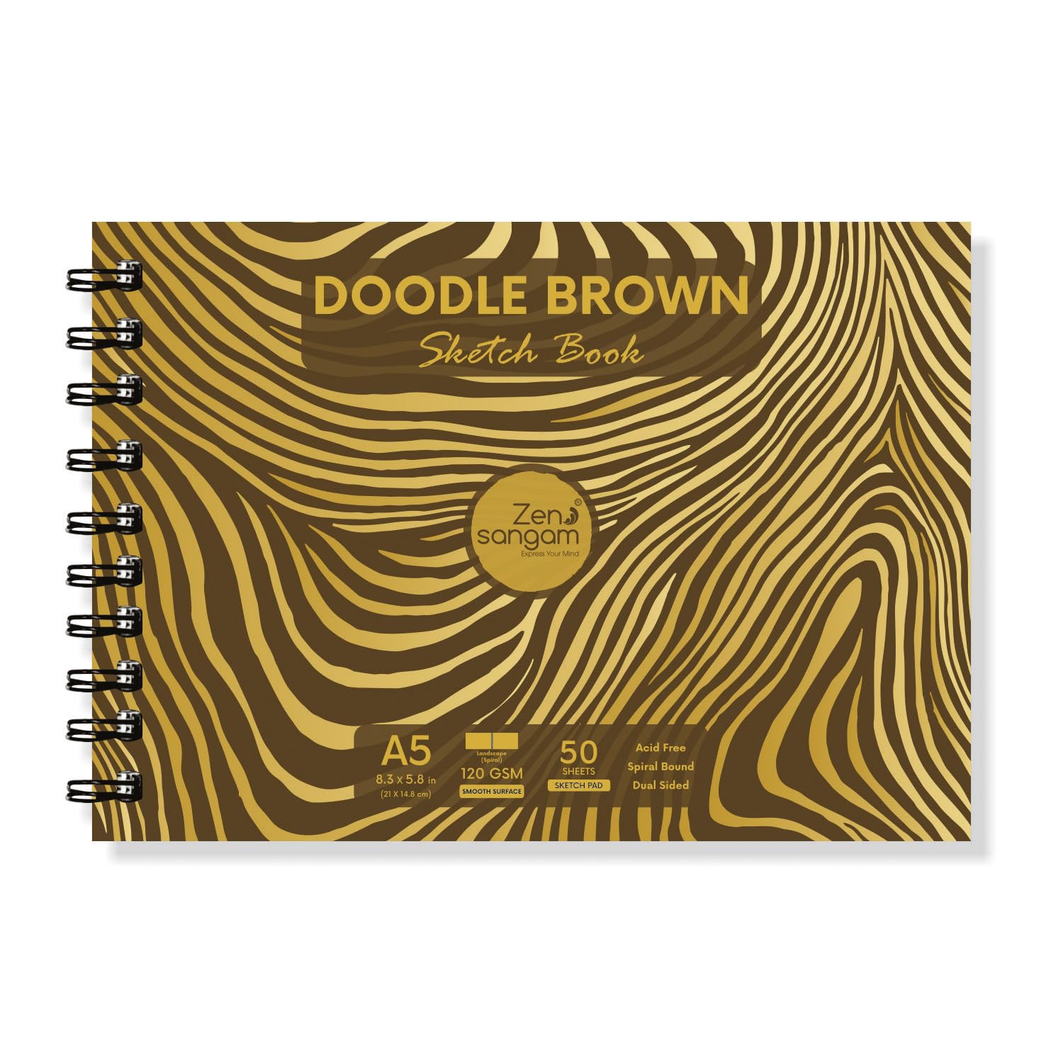 Zen Sangam Artists’ - A5 Spiral 120 GSM Brown Paper Sketchbook - Landscape - 120 GSM Toned Papers - Smooth Surface Sketchbook - 50 Sheets (100 Pages) - Size (14.8x21cm) - Doodle Brown Sketchbook (B0CP84TQJJ) Amazon Price History, Amazon Price Tracker