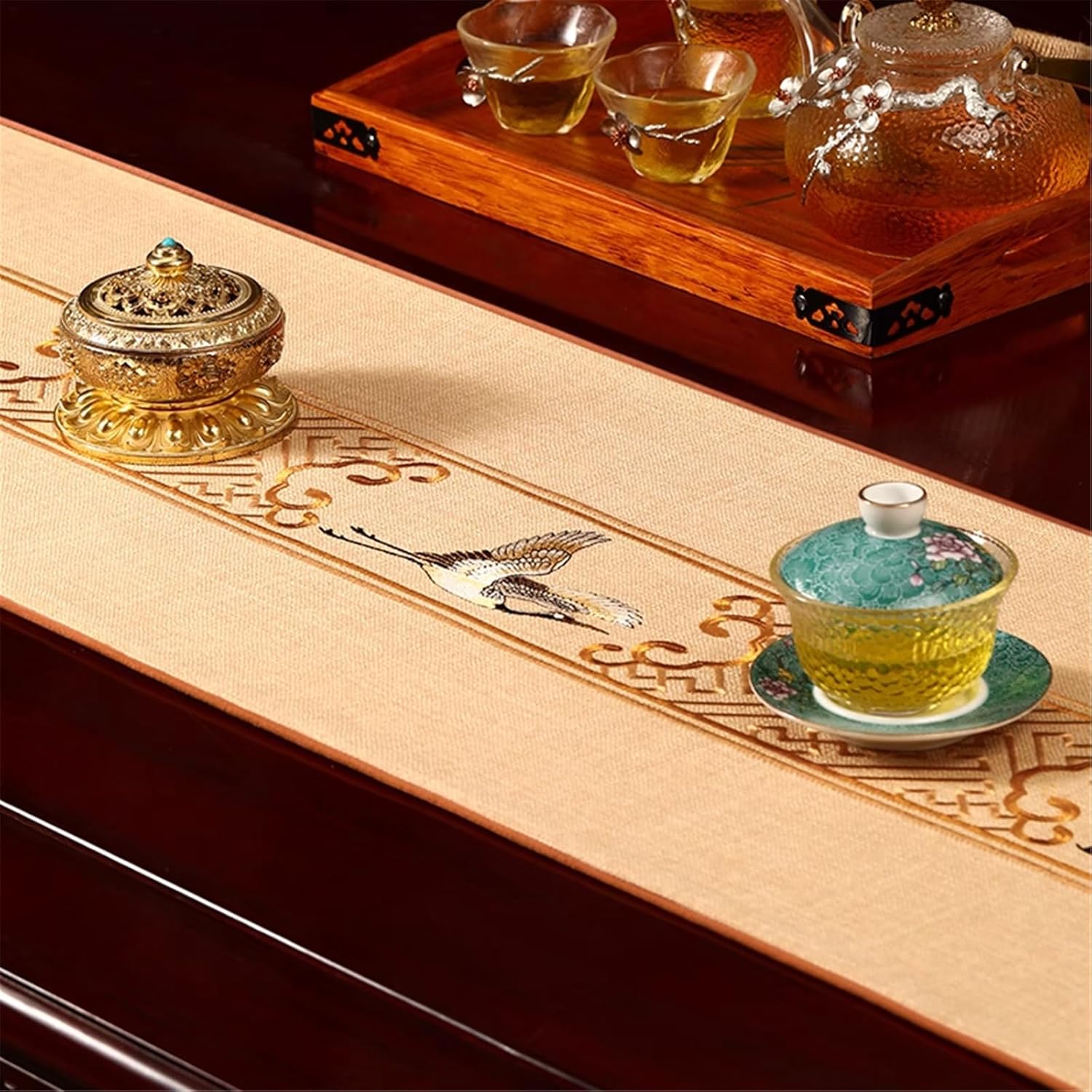 Tea Table Mat Flag for Home, Tea Tablecloth for Thanksgiving Gatherings, Anti-slip-style1-35 * 178cm