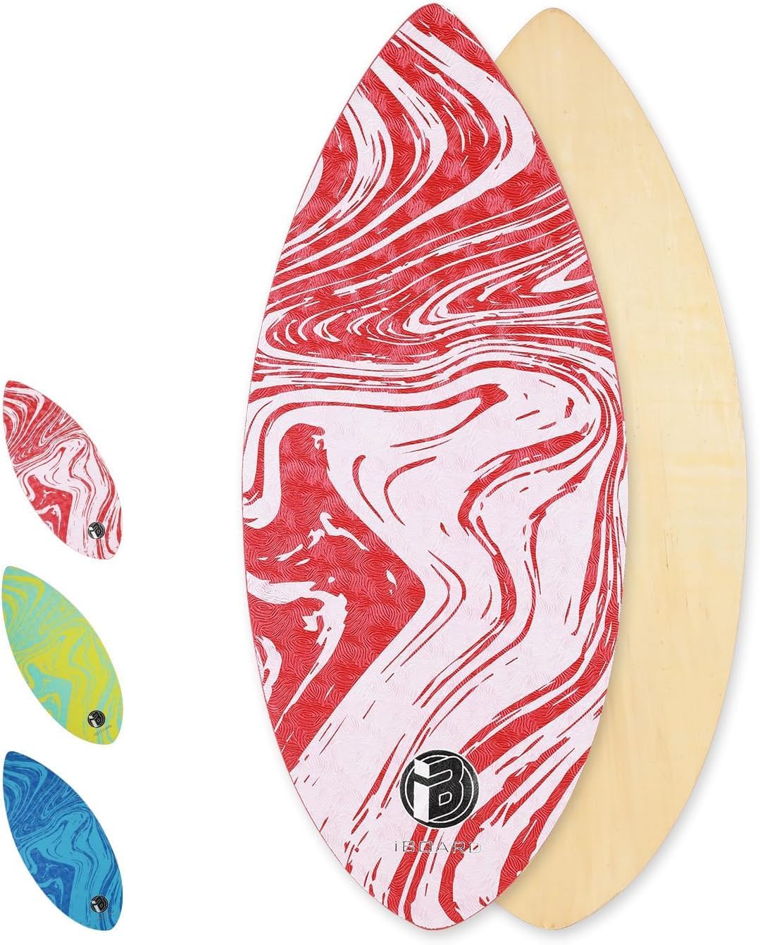 41” Skipper Skimboard for Beginners, Teens & Adults - High Gloss Coat Wooden Beach Skim Board with 3 Color Traction Pad Options