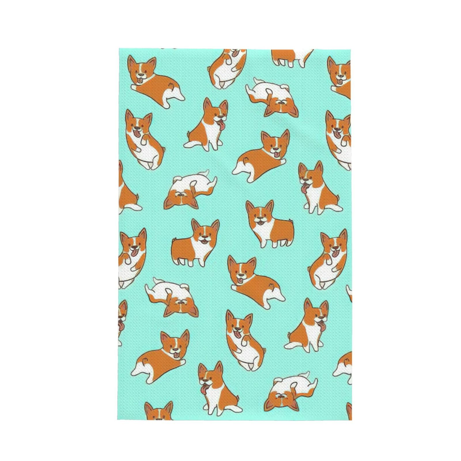 CKGODGF Corgi Cute Dog Print Absorbent Waffle Dishcloths,Kitchen Towels With Hanging Loops,Tea Towels.