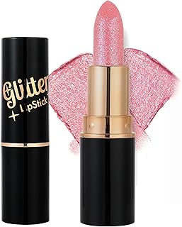 Lápiz labial rosa metálico con purpurina de l...