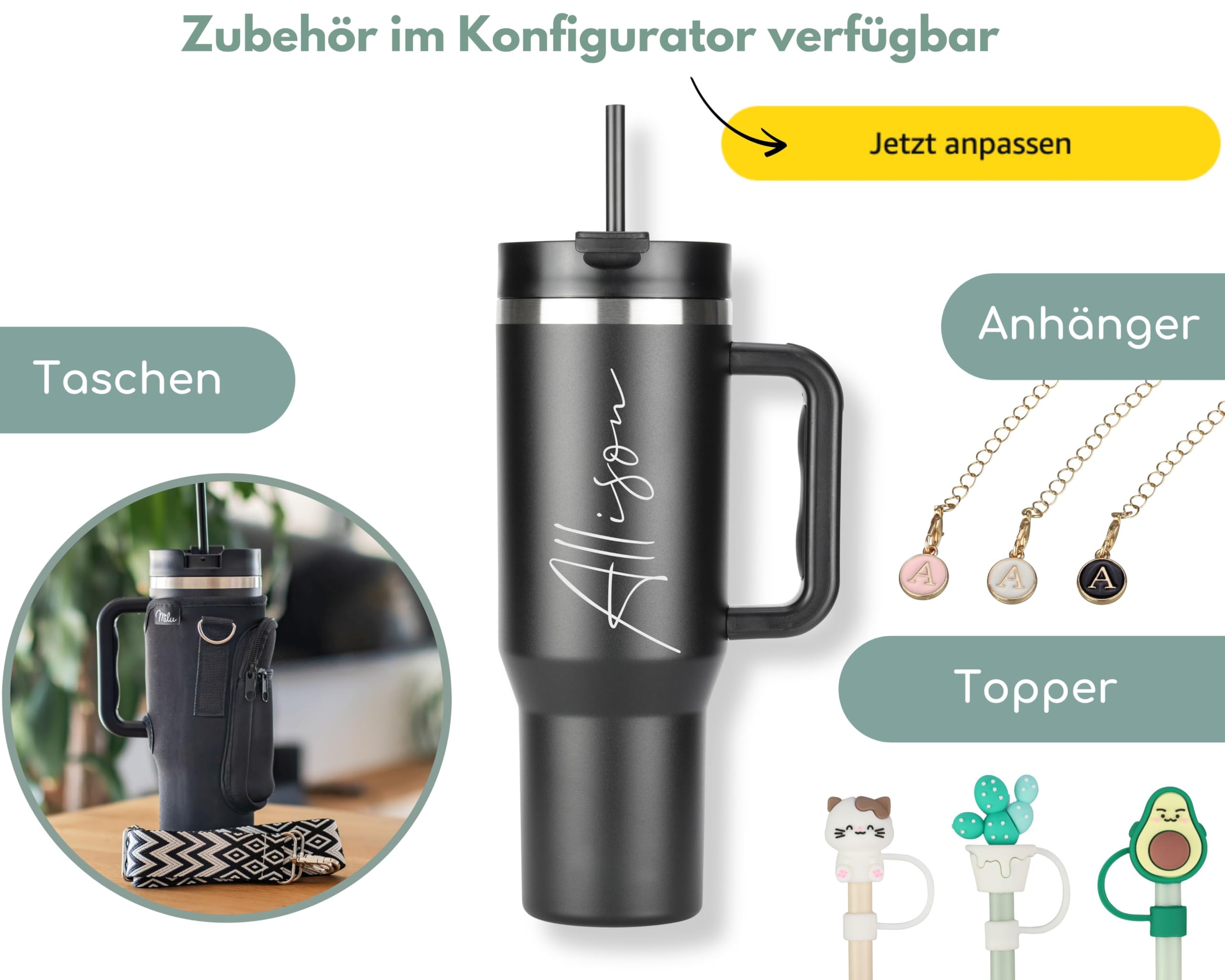 Milu Thermobecher 1200ml mit Strohhalm und Henkel – Ostergeschenke für Frauen & Männer I Geschenk Ideen Papa, Mama, Freund, Freundin I Geschenkideen zum Vatertag Muttertag I Geschenke Opa & Oma