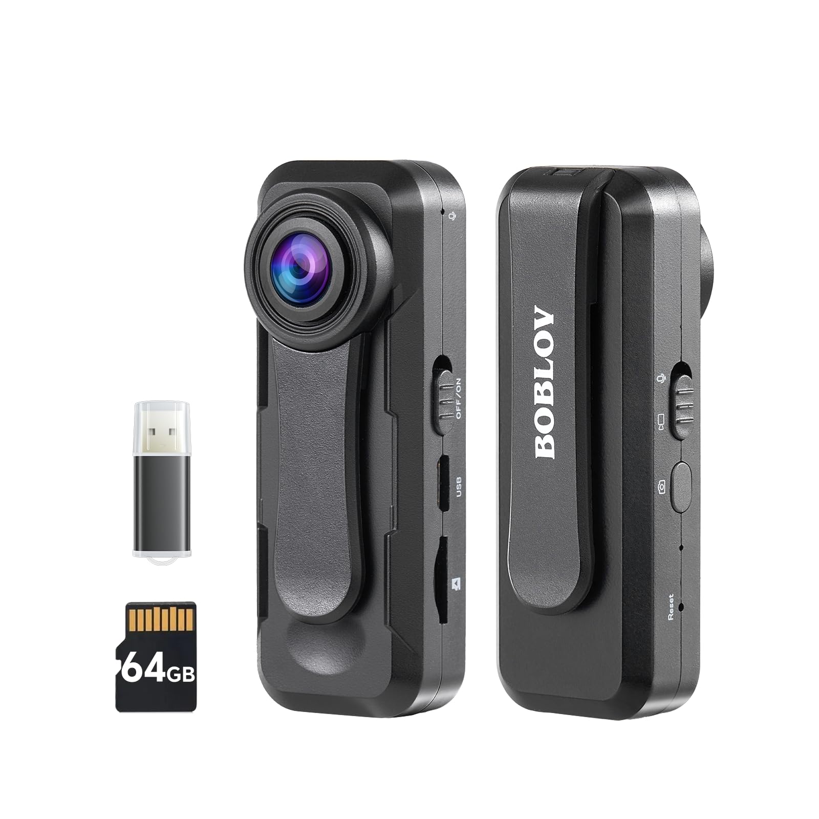 BOBLOV Cámara Corporal W1 1080P de 64 GB, videocámara pequeña, cámara portátil con grabación en Bucle, fácil de Usar para Viajes