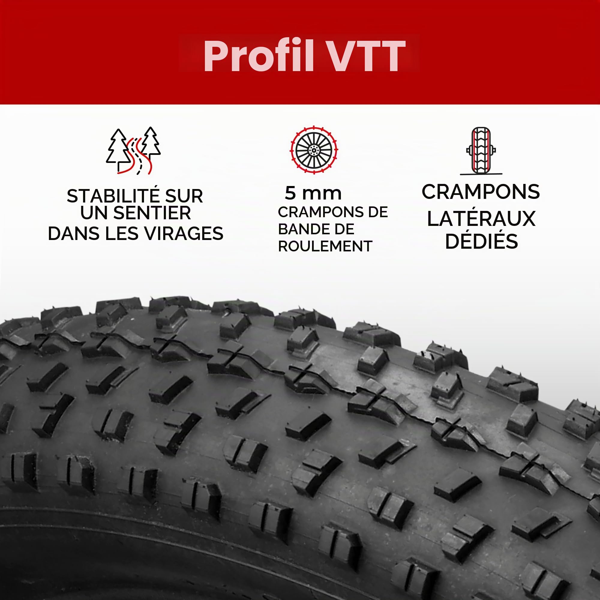 Fincci Pneu 26x4 100-559 Pliable avec 30 TPI pour Vélo Fat Bike