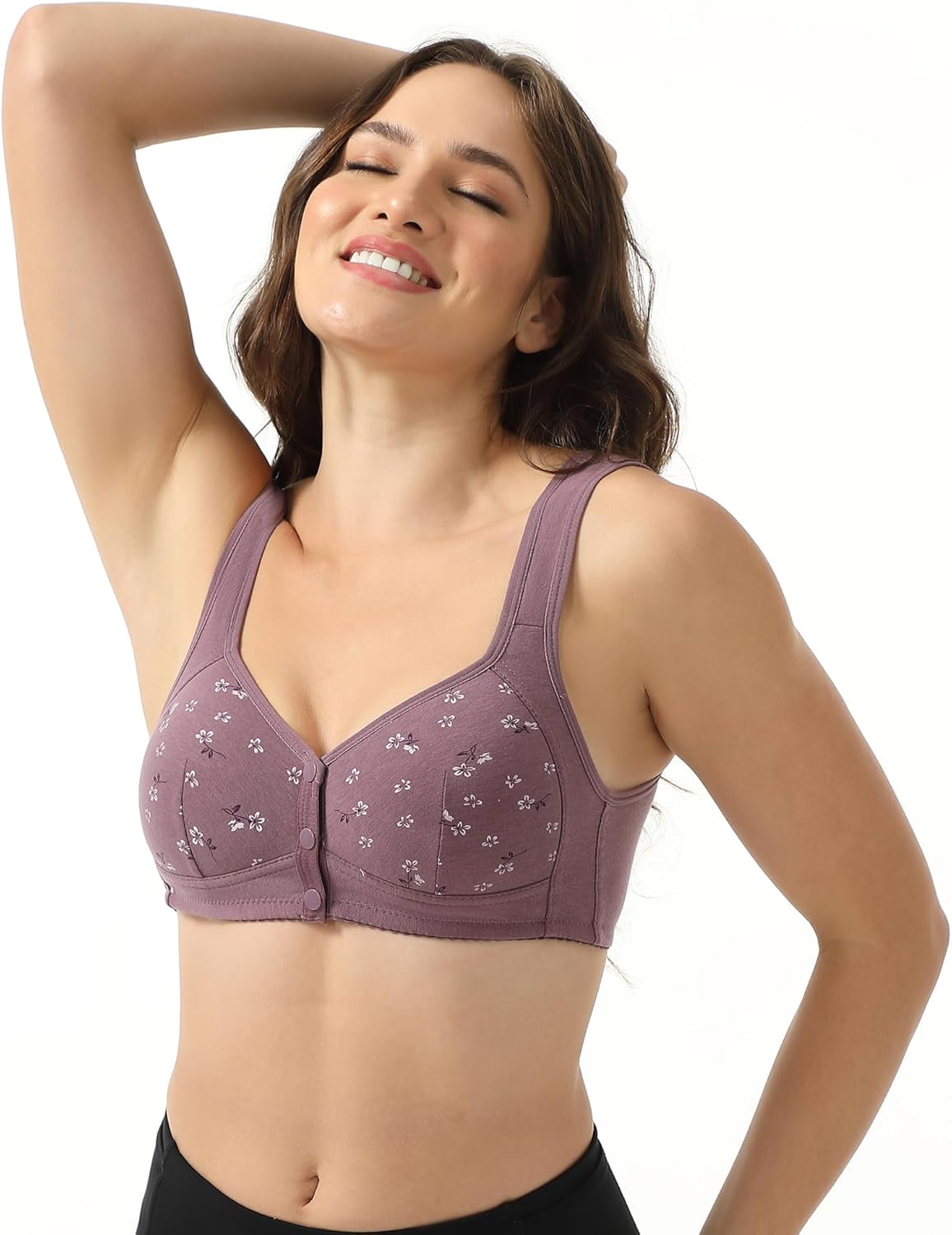 Daisy Bras for Women, Front Snap Closure Padded Bra for Older Senior Women, No Underwire Comfortable Bra - Image 5