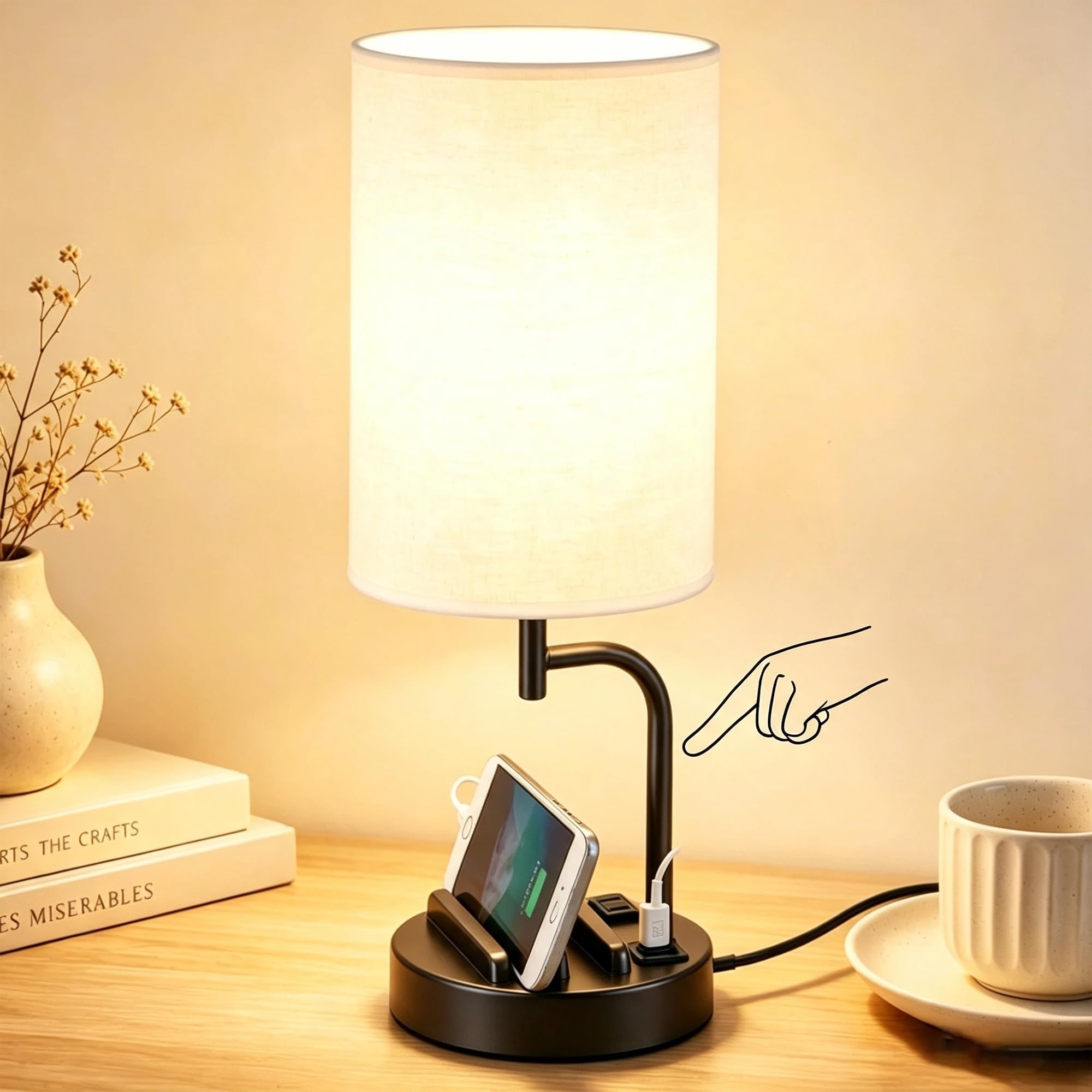 Photo 1 of Dreamholder Touch Control USB Table Lamp, Black