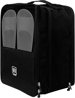 Large Shoe Bags for Travel, Holds 3 Pairs of Shoes, Portable Dance Shoe Storage Pouch, Sneaker Storage Bag (Black)