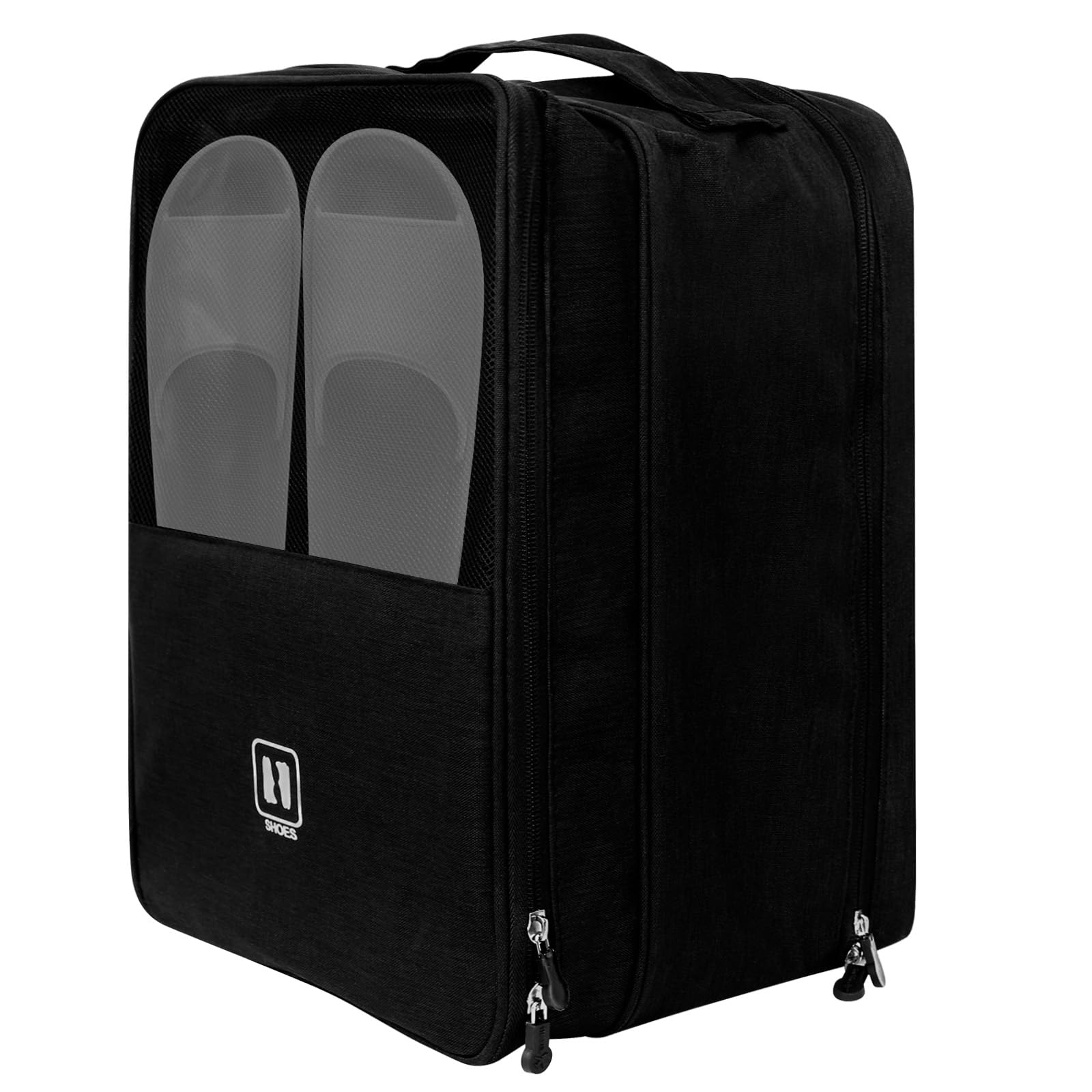 Large Shoe Bags for Travel, Holds 3 Pairs of Shoes, Portable Dance Shoe Storage Pouch, Sneaker Storage Bag (Black)
