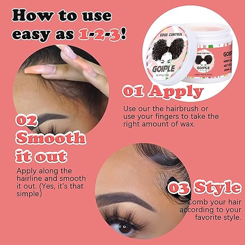 Vista 4 de Cera de control de bordes para mujer, agarre fuerte, no grasa, control de bordes más suave, gel de peinado de cera de borde, control de bordes